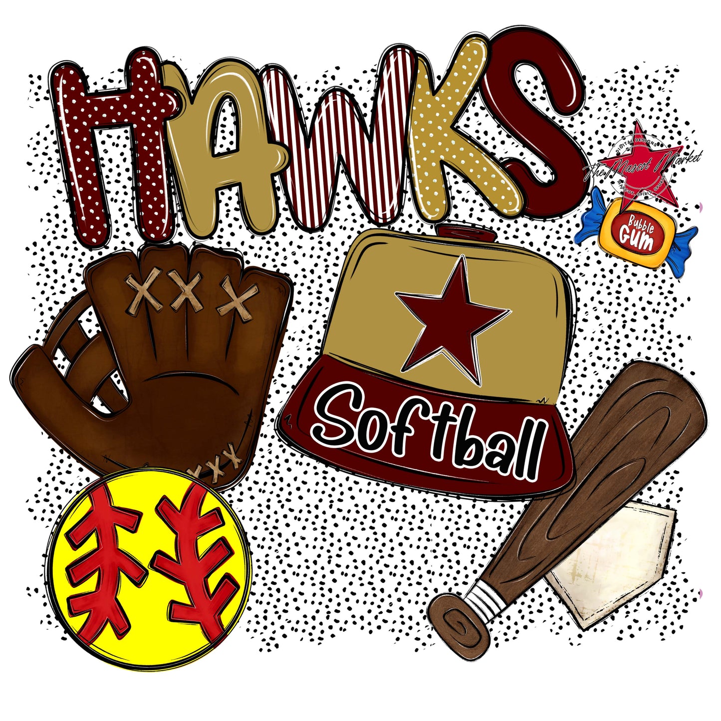 Hawks Softball Spirit-Maroon & Gold