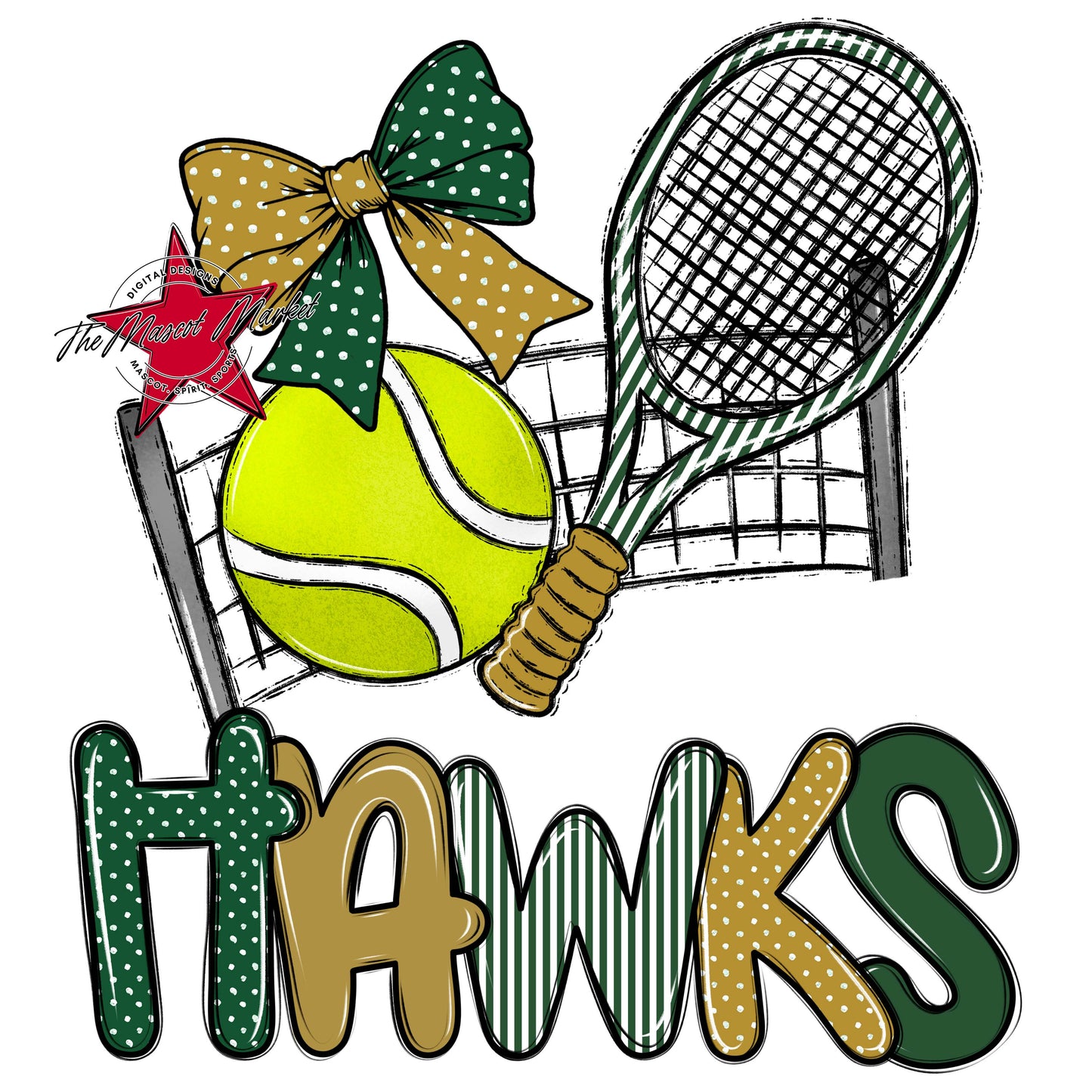 Hawks Tennis Spirit Design-Green & Gold
