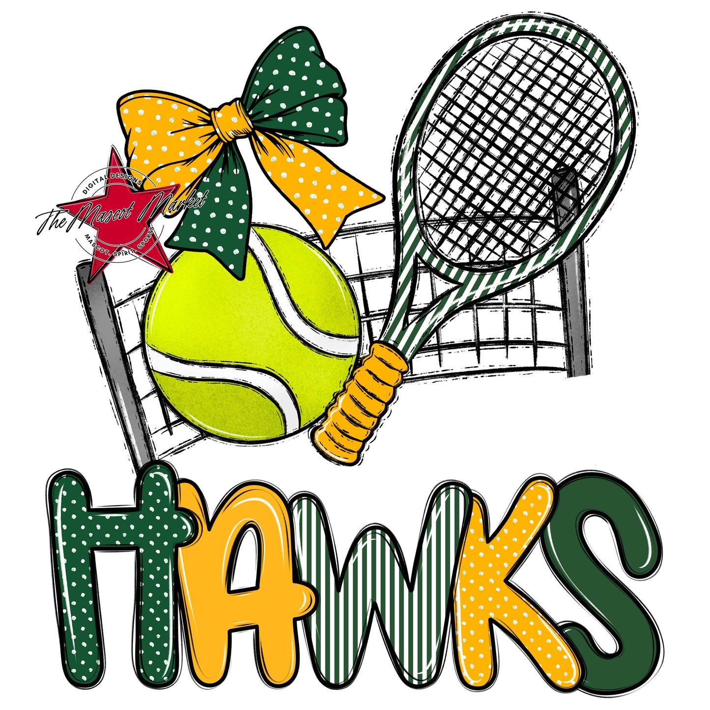 Hawks Tennis Spirit Design-Green & Yellow