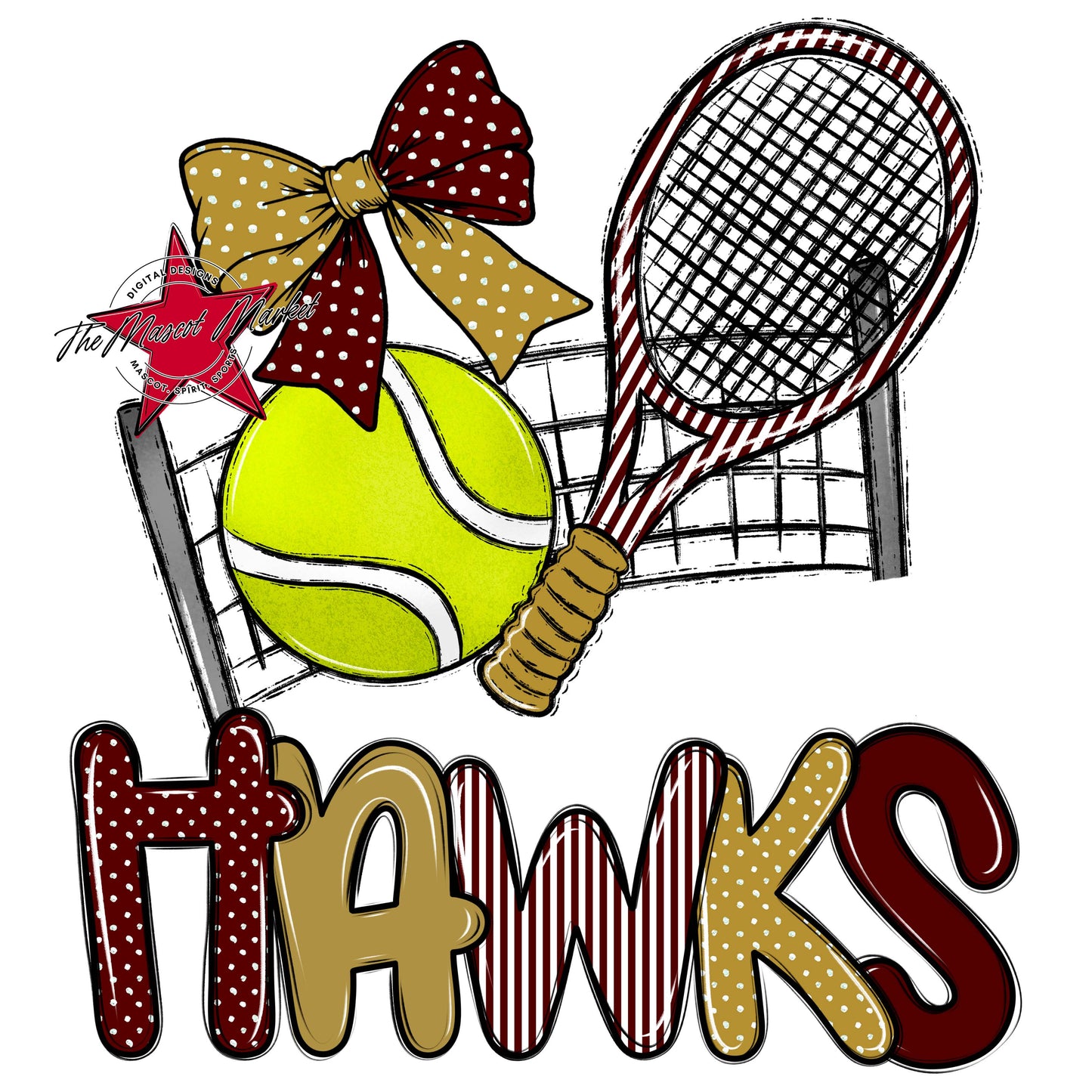 Hawks Tennis Spirit Design-Maroon & Gold