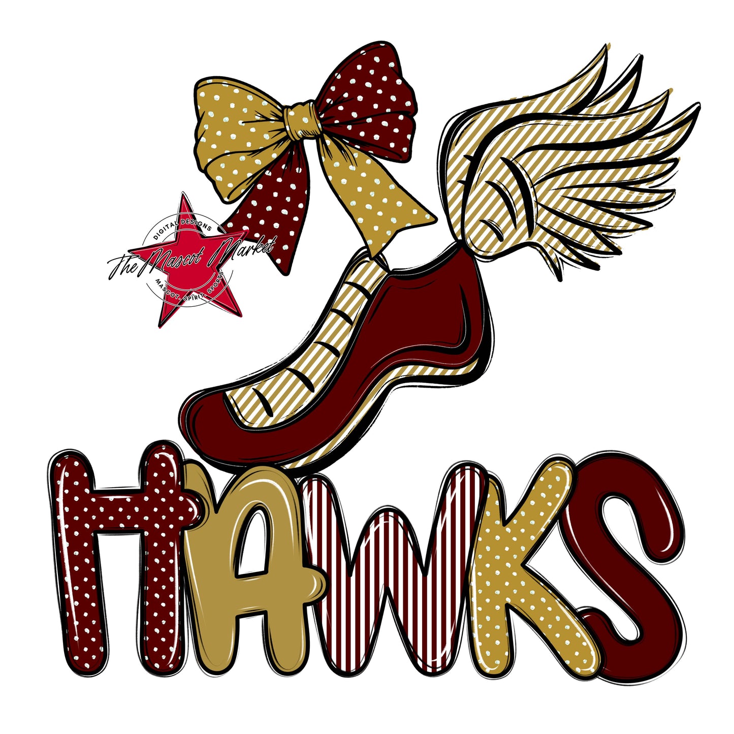 Hawks Track Spirit Design-Maroon & Gold