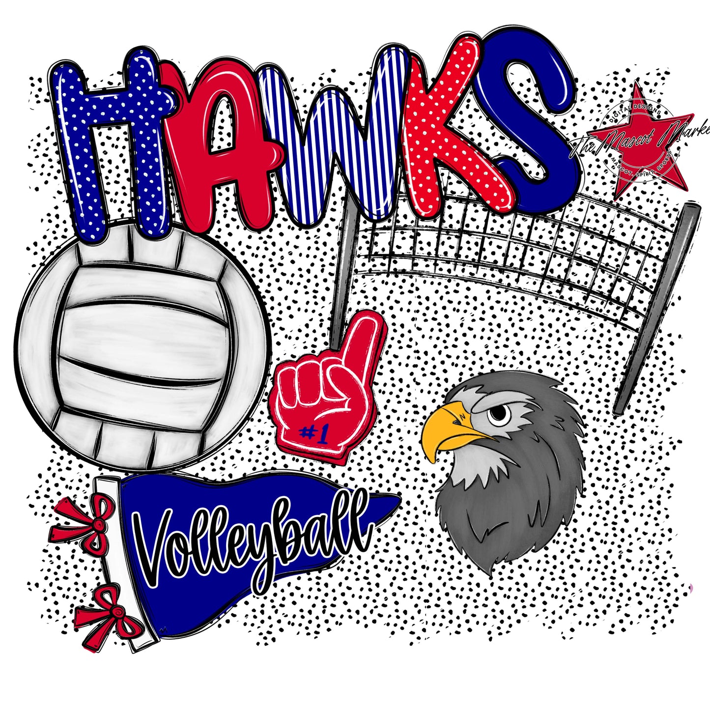 Hawks Volleyball Spirit-Blue & Red