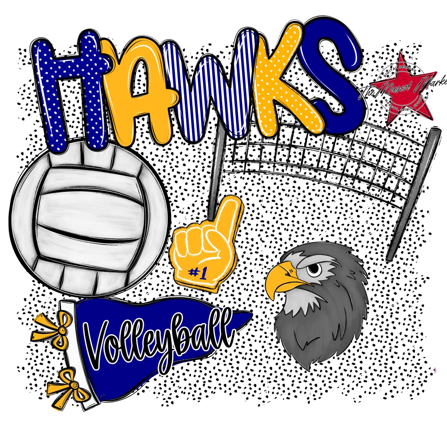 Hawks Volleyball Spirit-Blue & Yellow