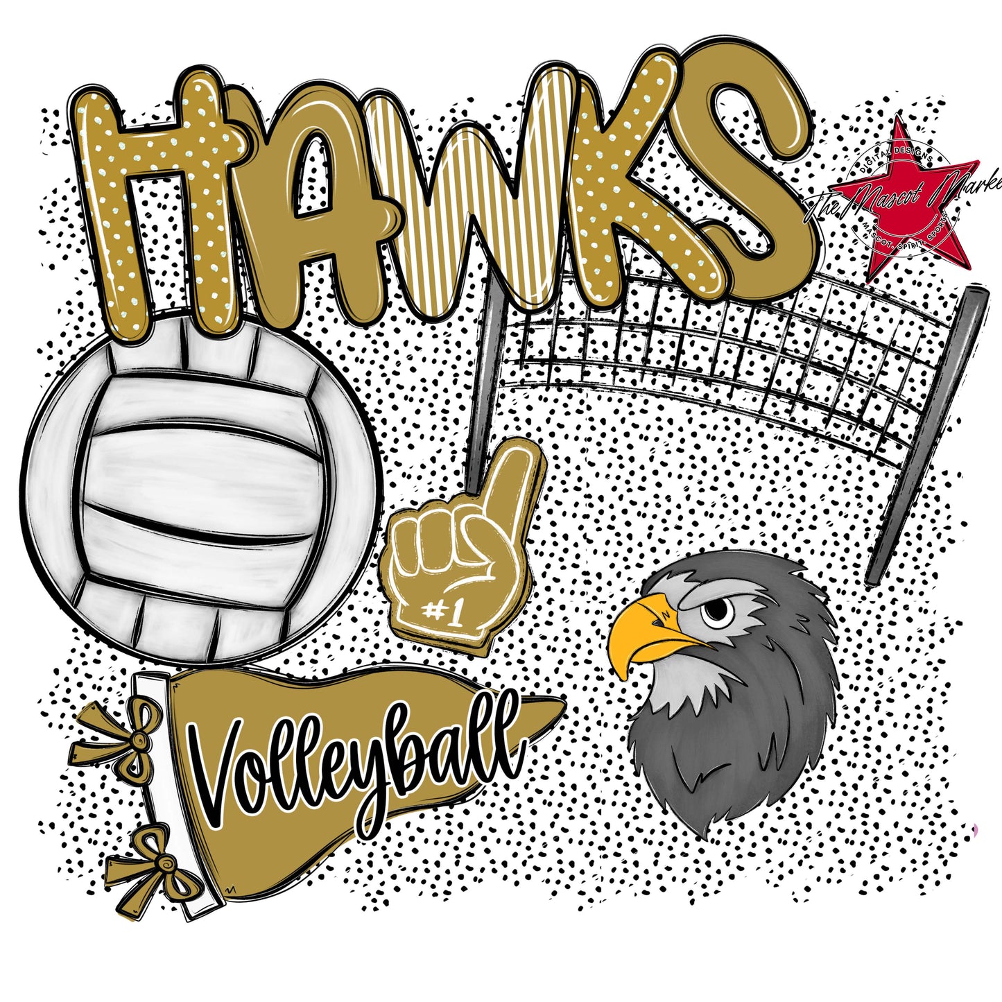 Hawks Volleyball Spirit-Gold