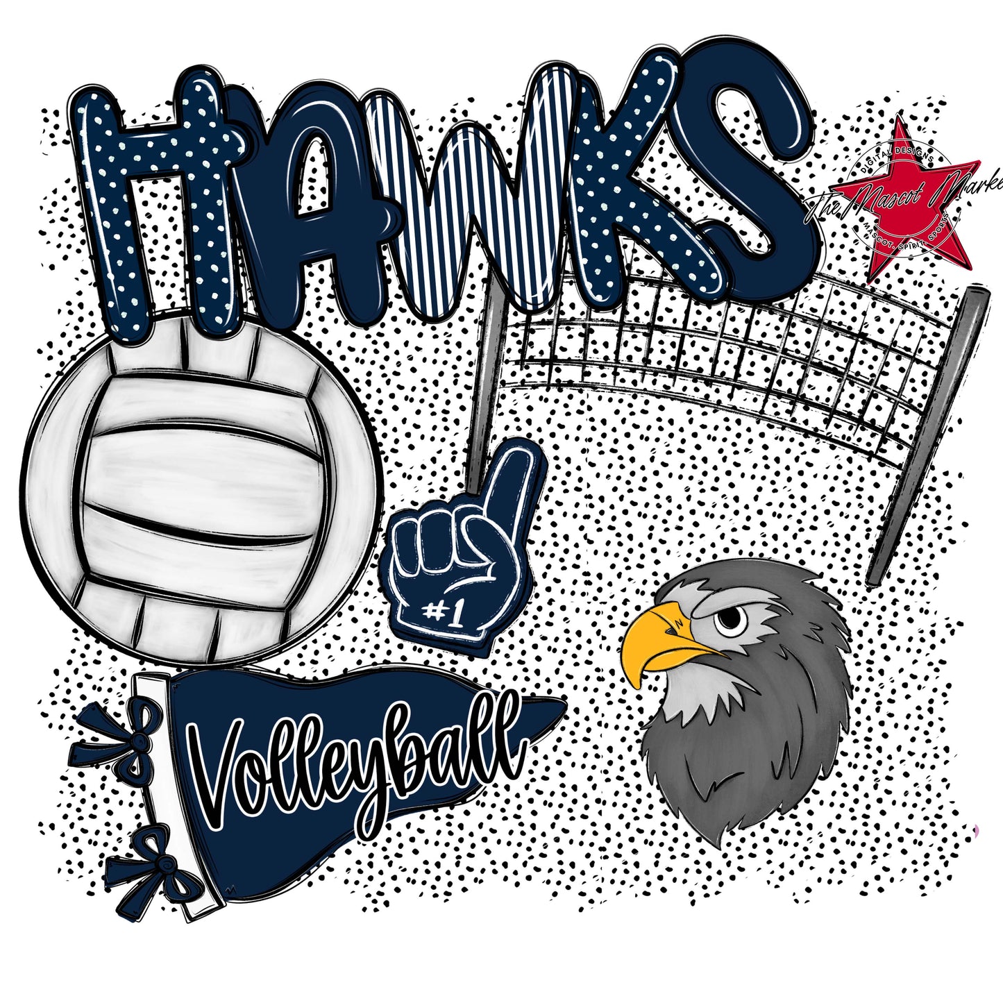 Hawks Volleyball Spirit-Navy