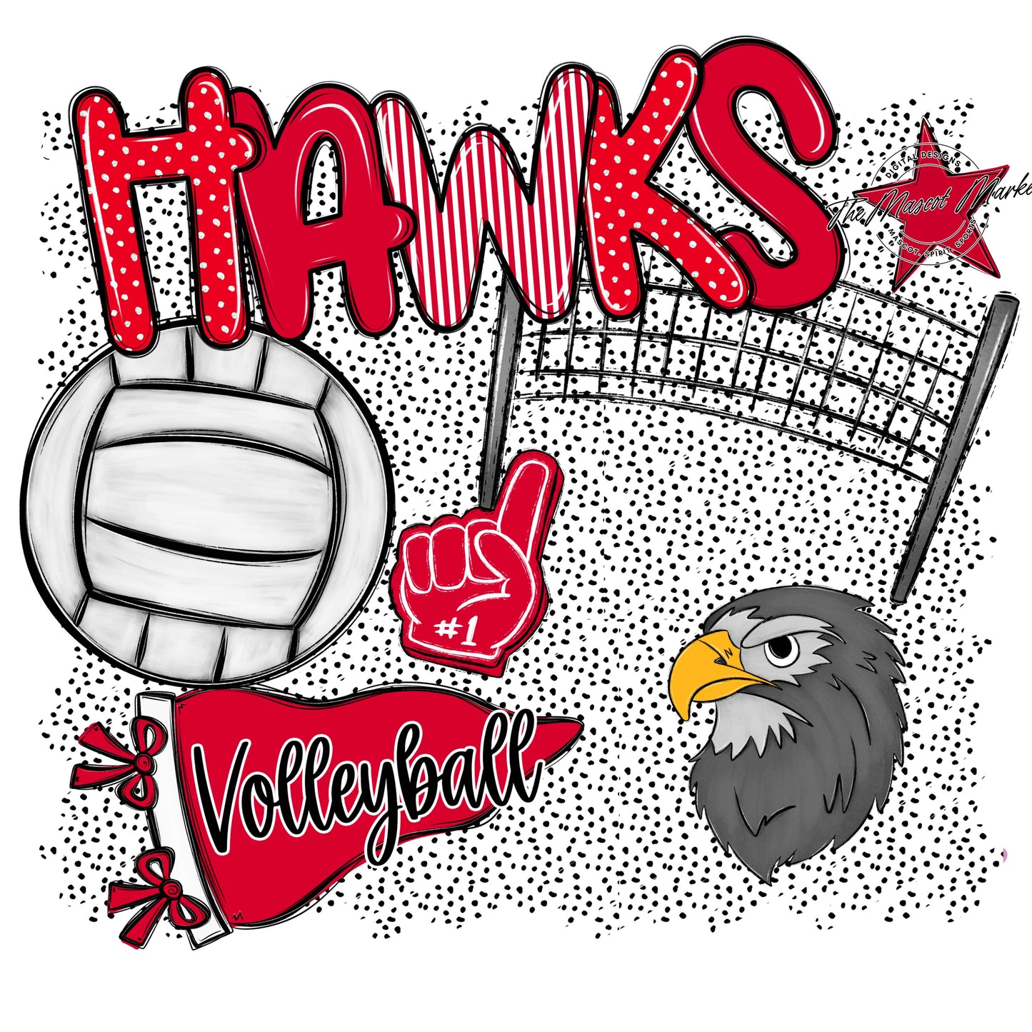 Hawks Volleyball Spirit-Red