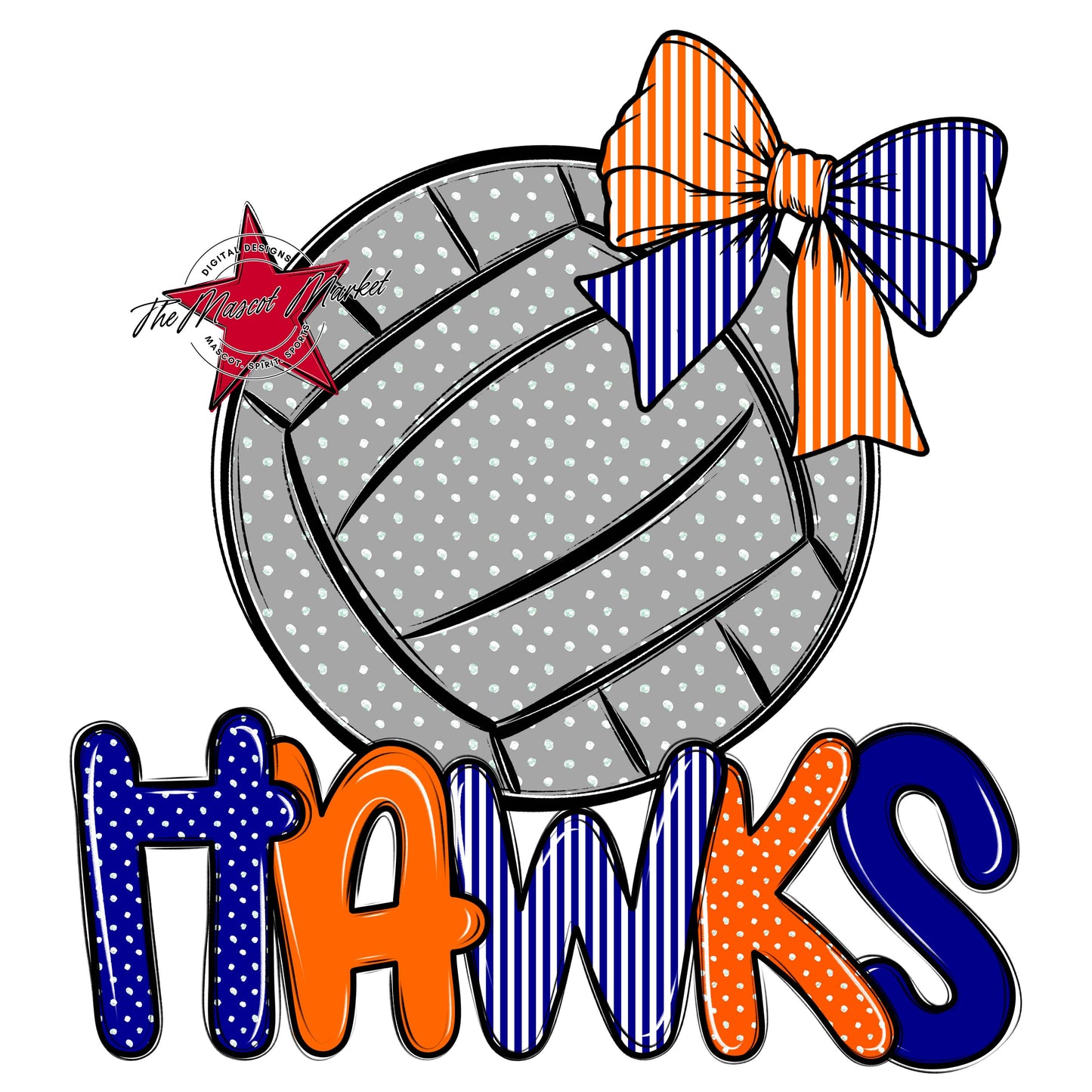 Hawks Volleyball Spirit Design-Blue & Orange