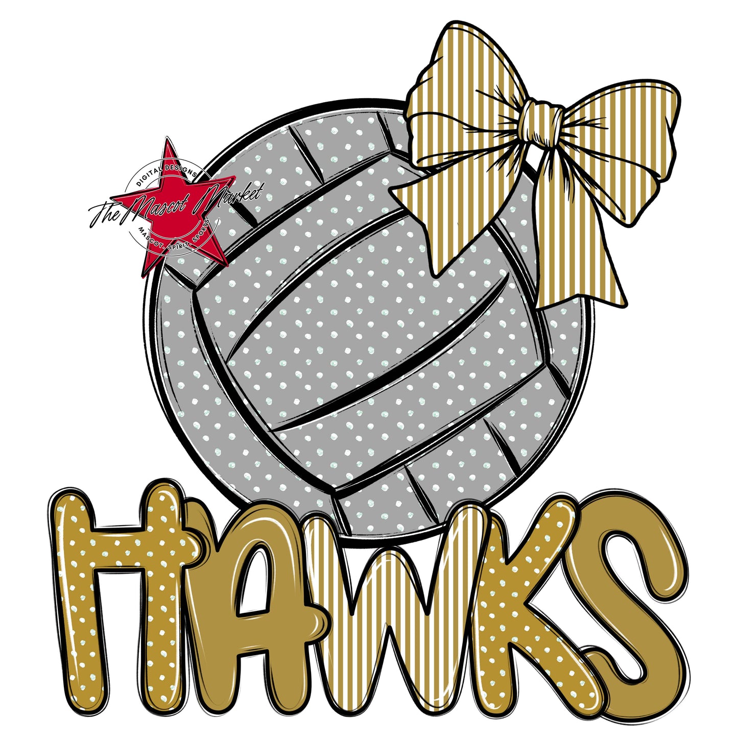 Hawks Volleyball Spirit Design-Gold