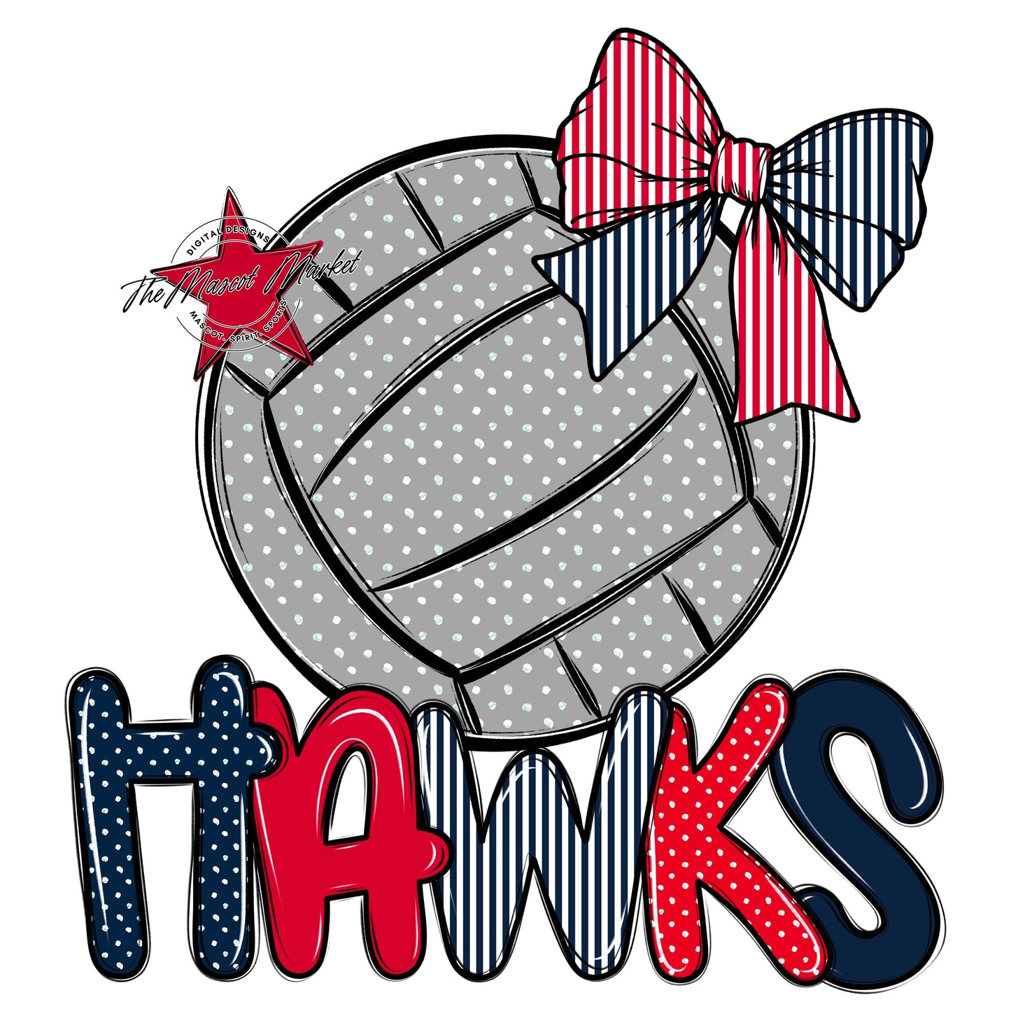 Hawks Volleyball Spirit Design-Navy & Red