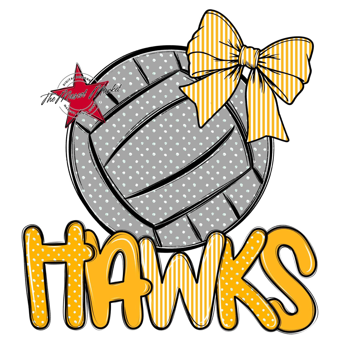 Hawks Volleyball Spirit Design-Yellow