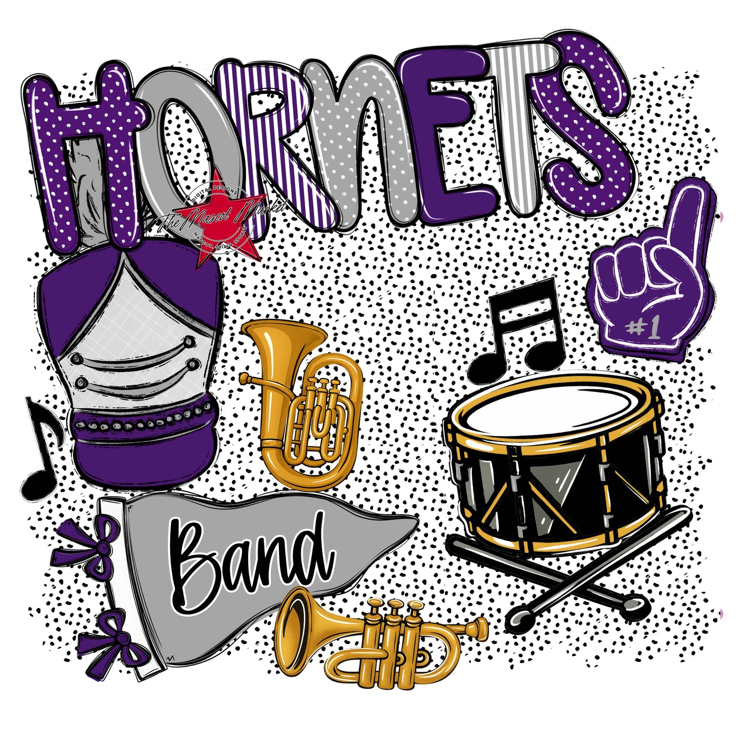 Hornets Band Spirit-Purple & Grey