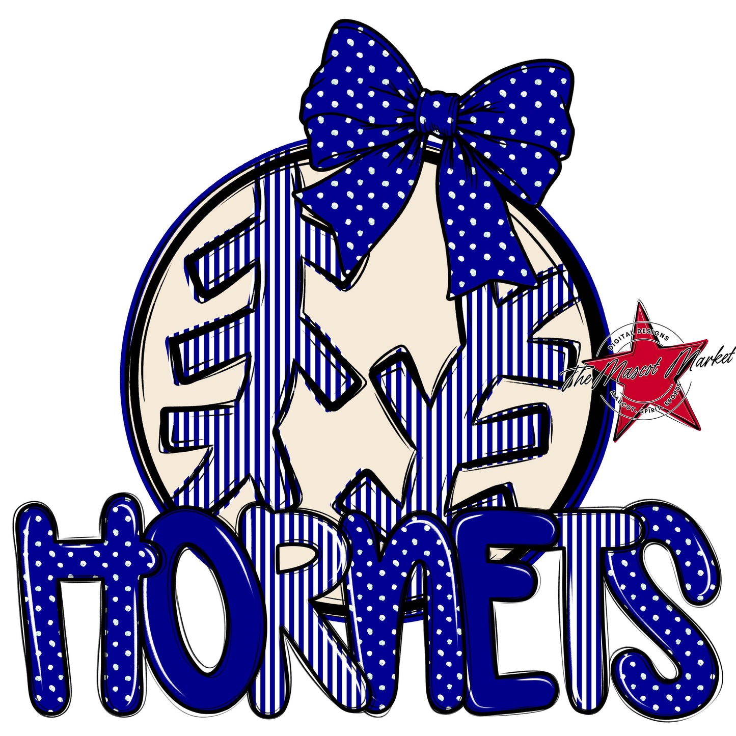 Hornets Baseball-Softball Spirit Design-Blue