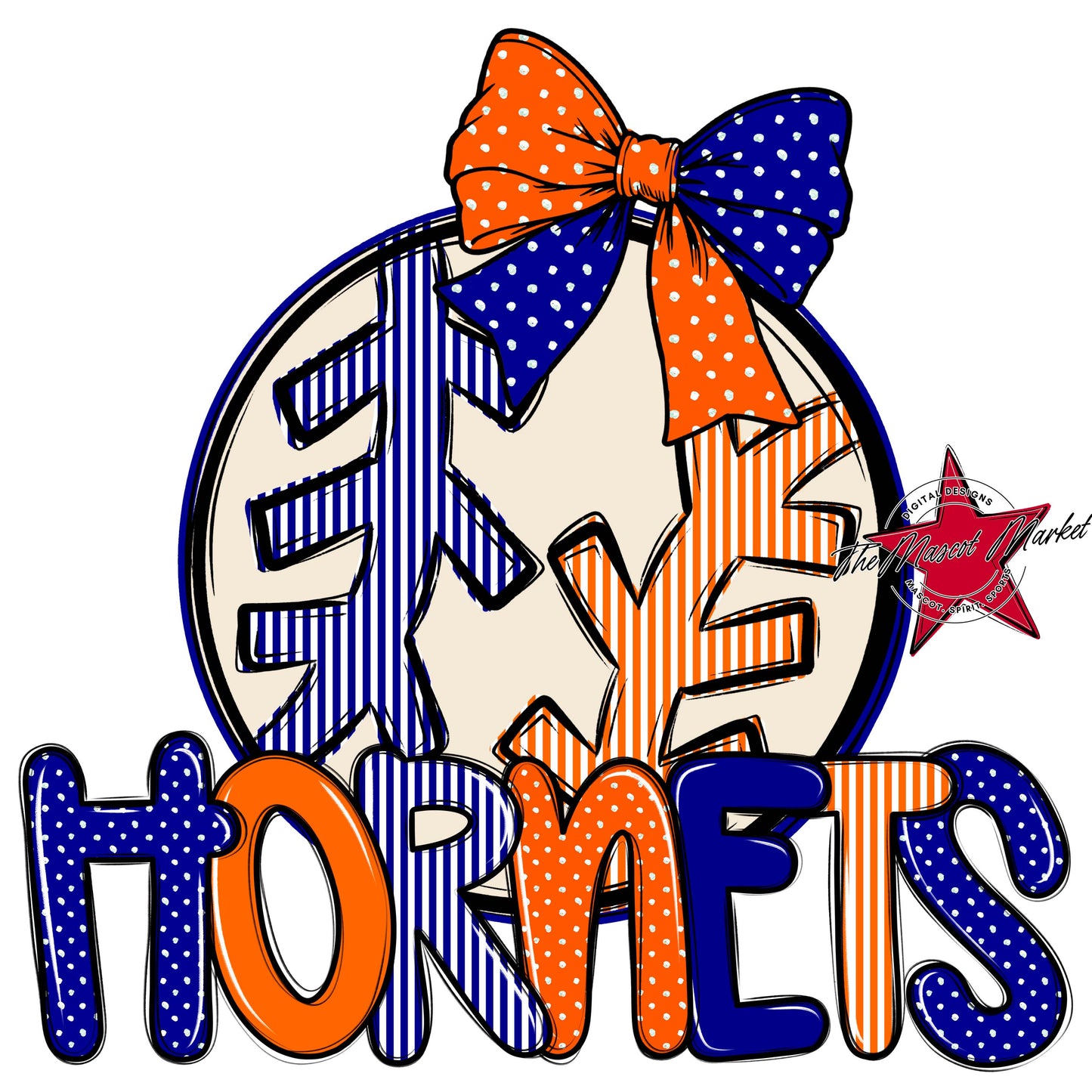 Hornets Baseball-Softball Spirit Design-Blue & Orange