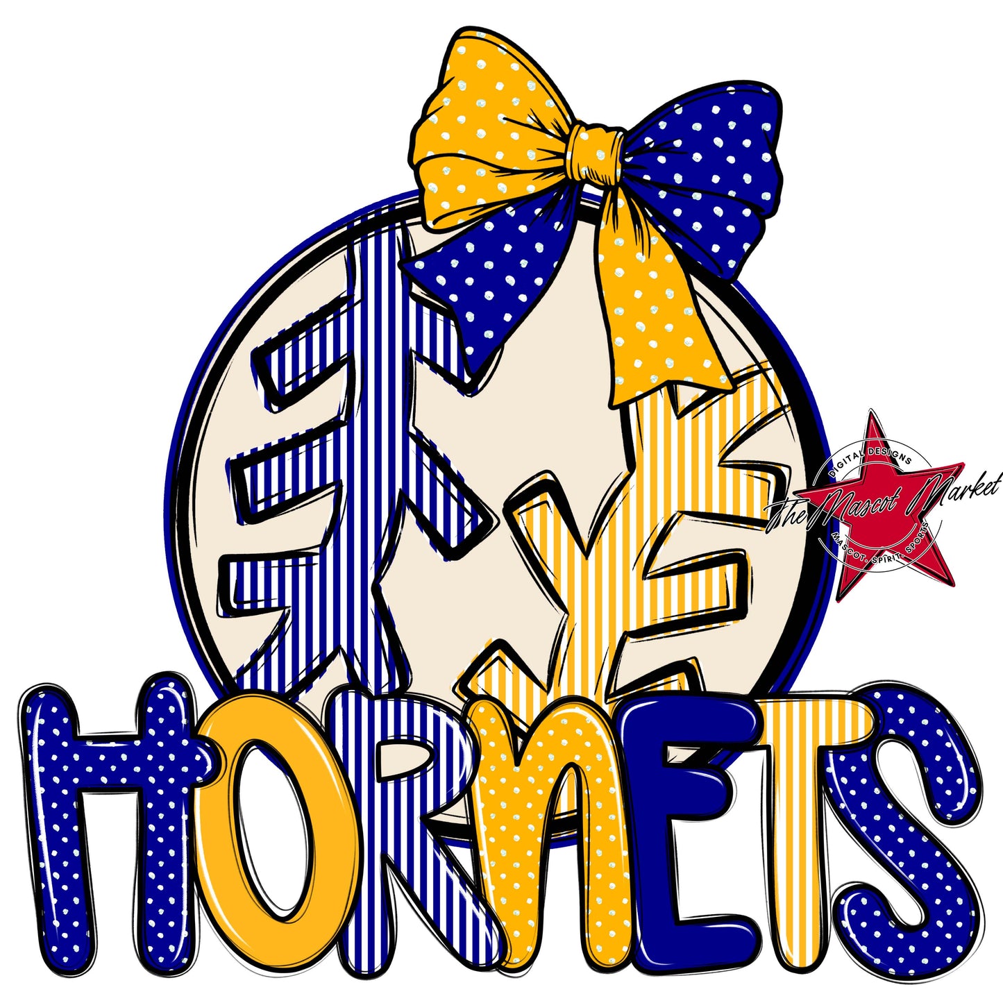 Hornets Baseball-Softball Spirit Design-Blue & Yellow