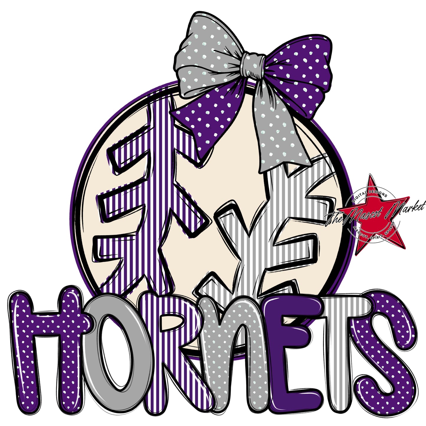 Hornets Baseball-Softball Spirit Design-Purple & Grey