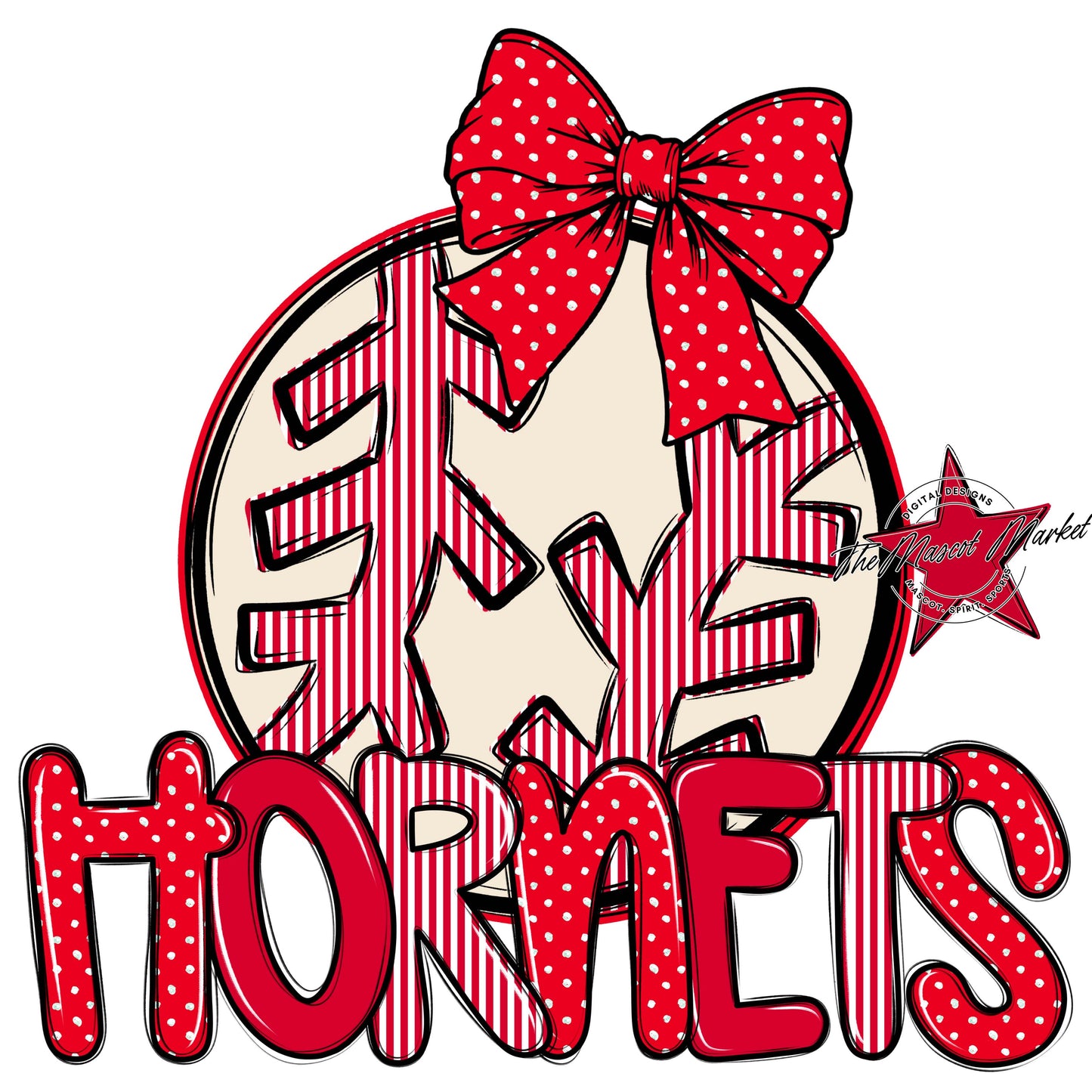 Hornets Baseball-Softball Spirit Design-Red