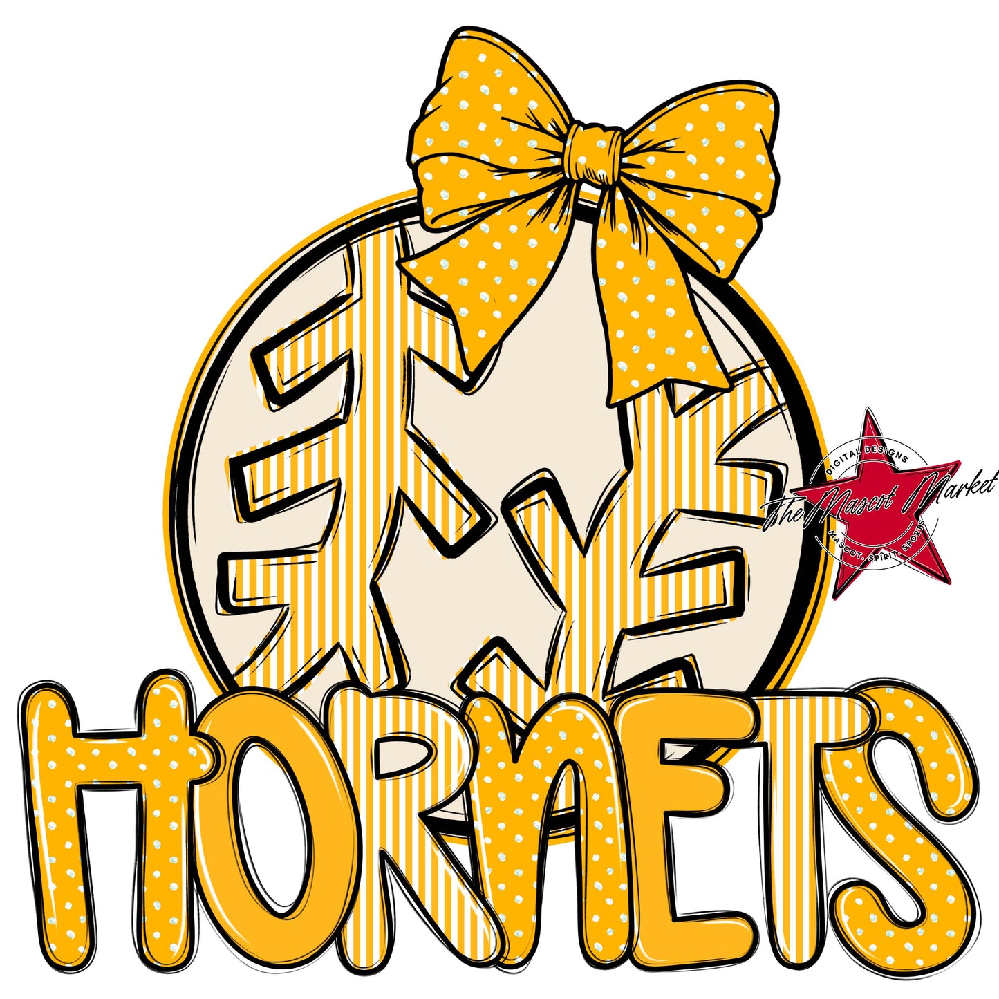 Hornets Baseball-Softball Spirit Design-Yellow