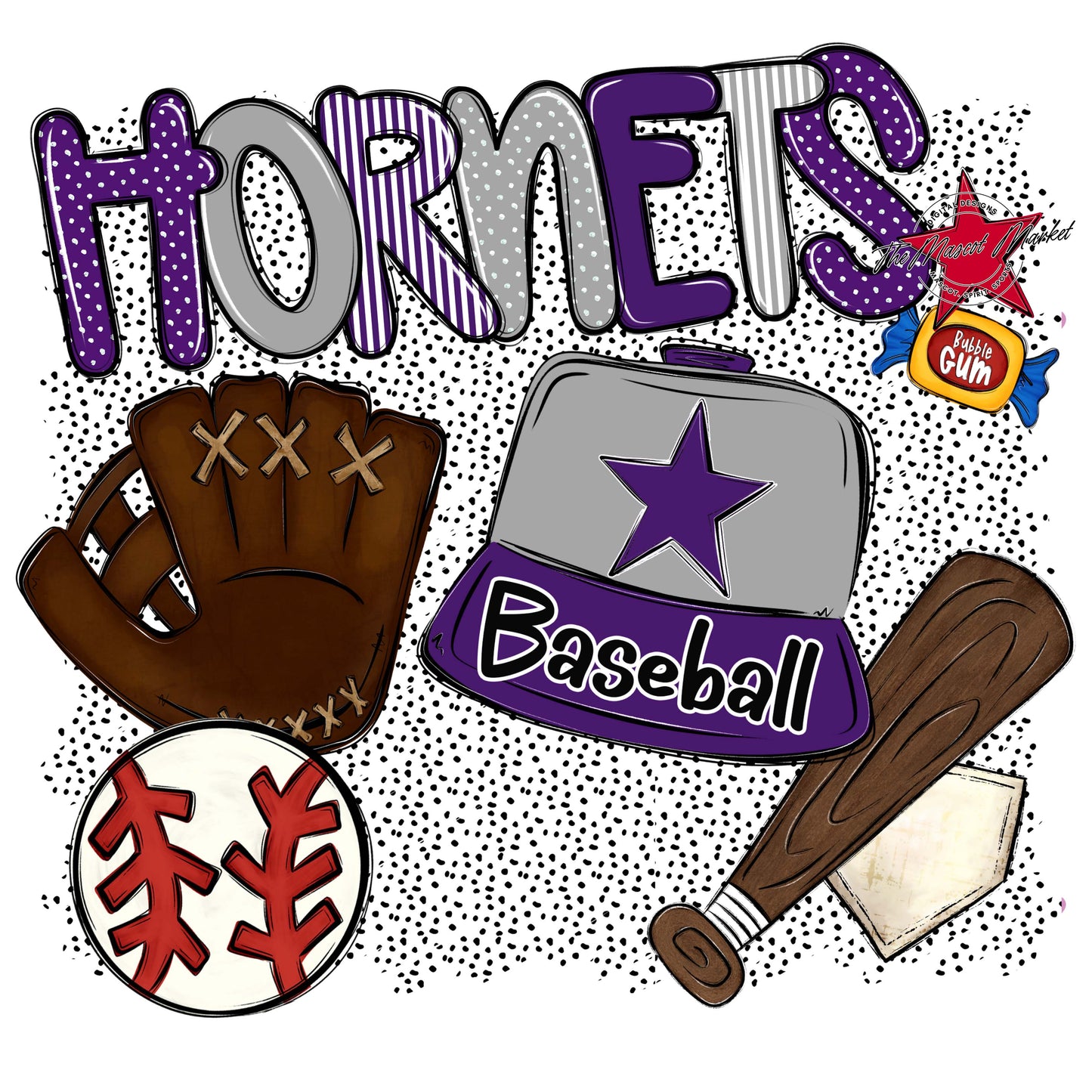 Hornets Baseball Spirit-Purple & Grey