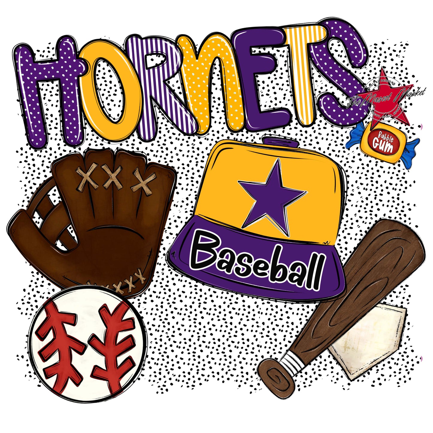 Hornets Baseball Spirit-Purple & Yellow