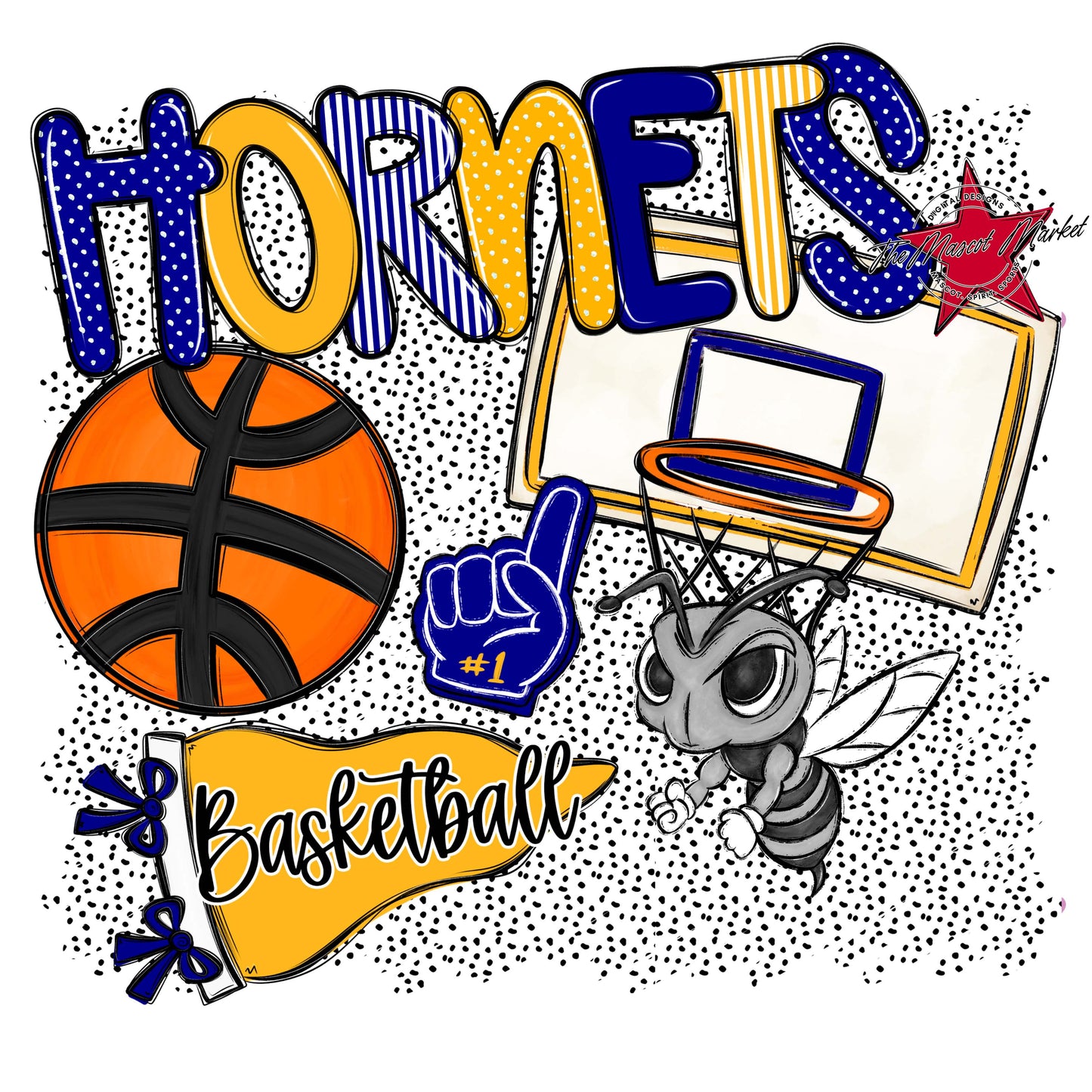 Hornets Basketball Spirit-Blue & Yellow