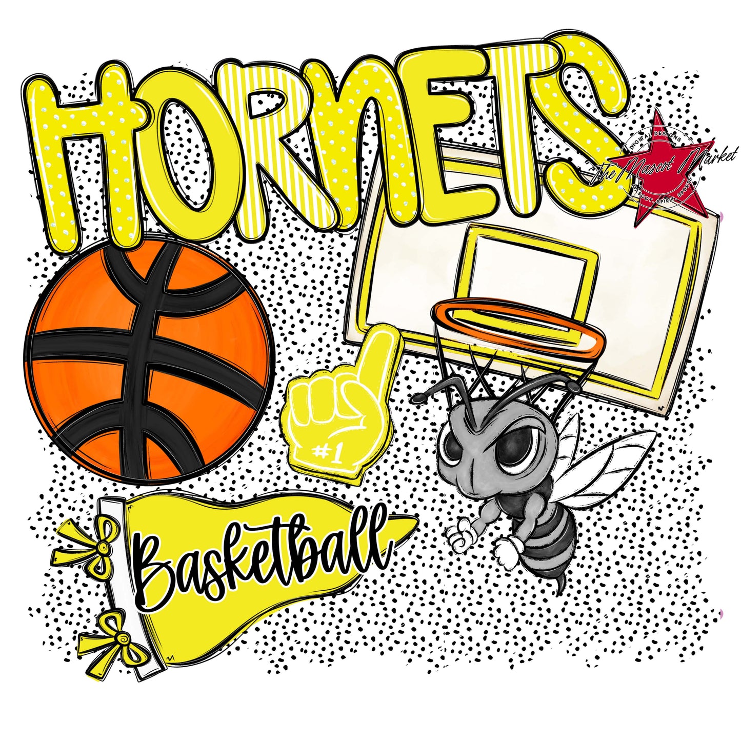 Hornets Basketball Spirit-Bright Yellow