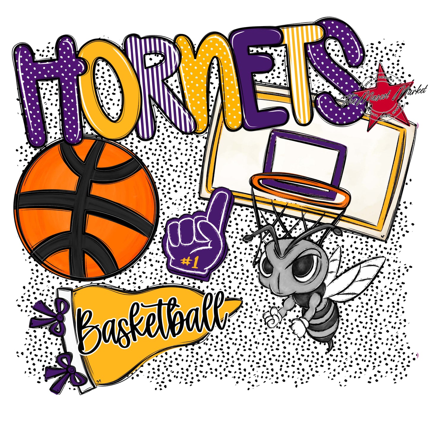 Hornets Basketball Spirit-Purple & Yellow