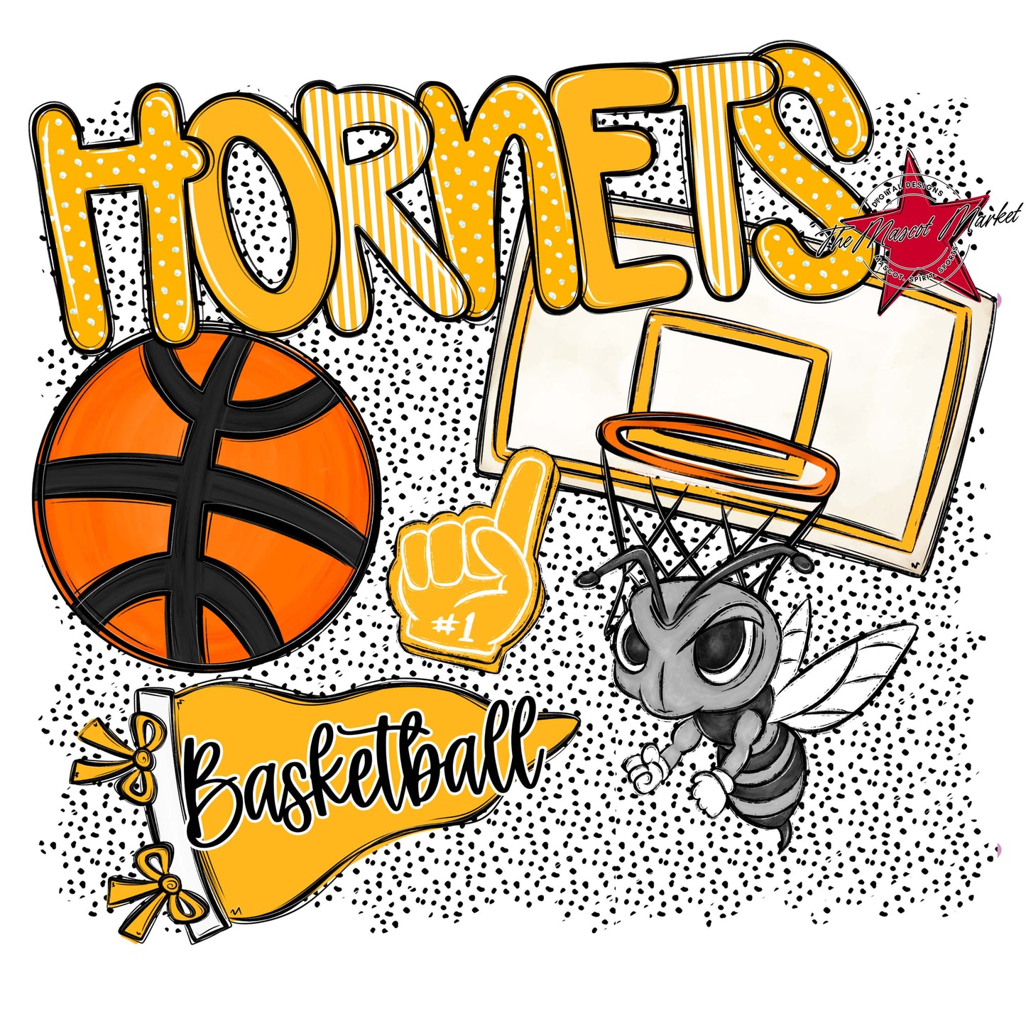 Hornets Basketball Spirit-Yellow