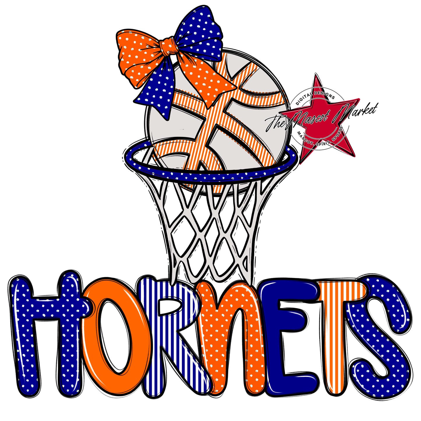 Hornets Basketball Spirit Design-Blue & Orange