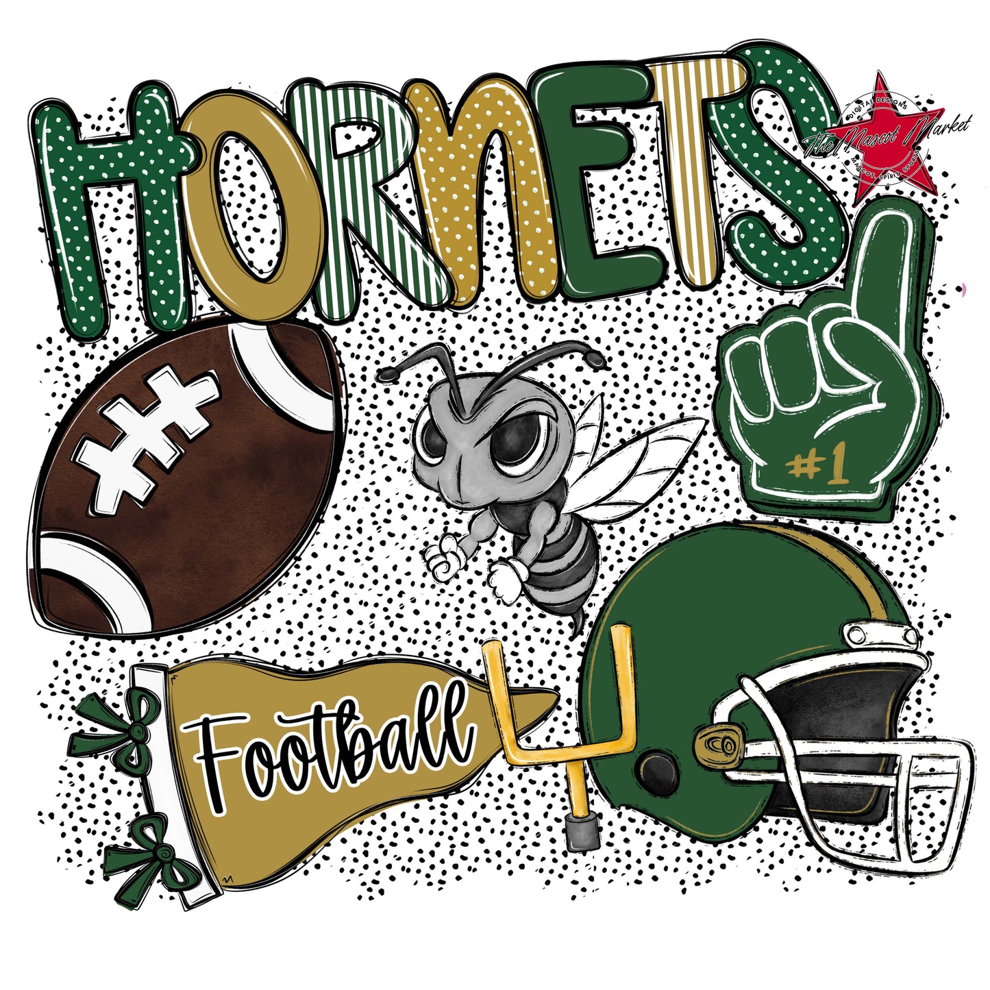 Hornets Football Spirit-Green & Gold