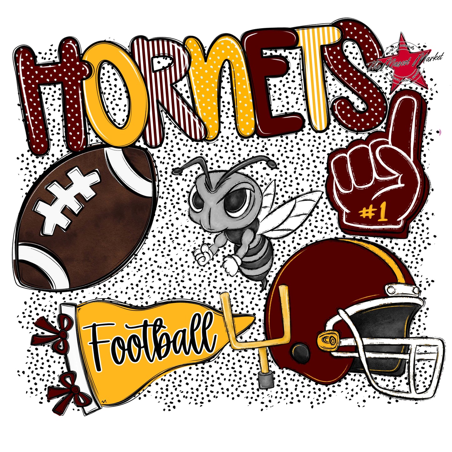 Hornets Football Spirit-Maroon & Yellow