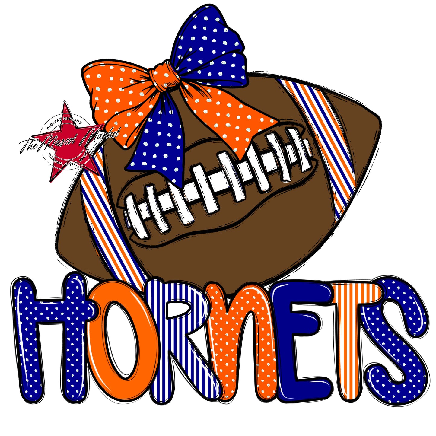 Hornets Football Spirit Design-Blue & Orange