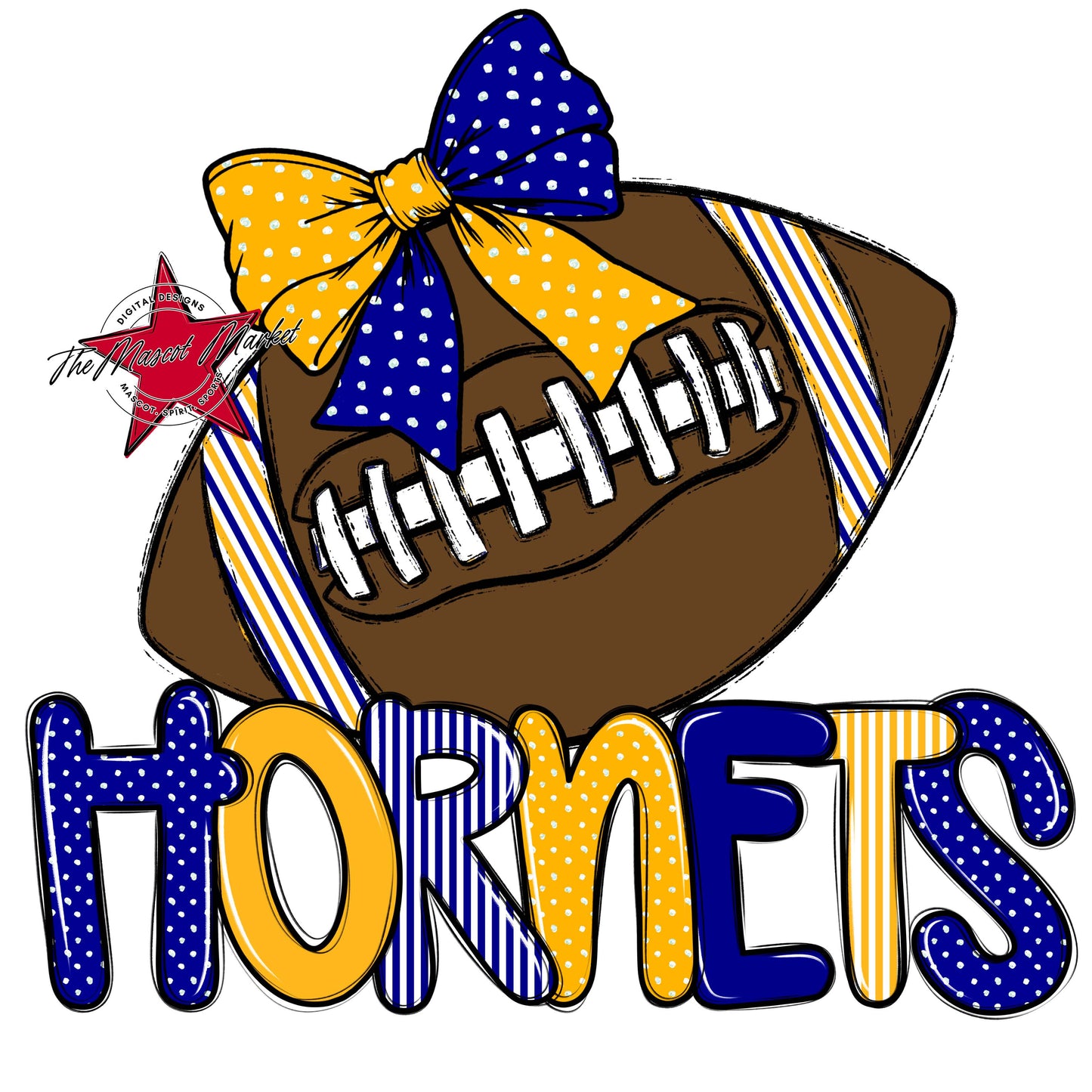 Hornets Football Spirit Design-Blue & Yellow