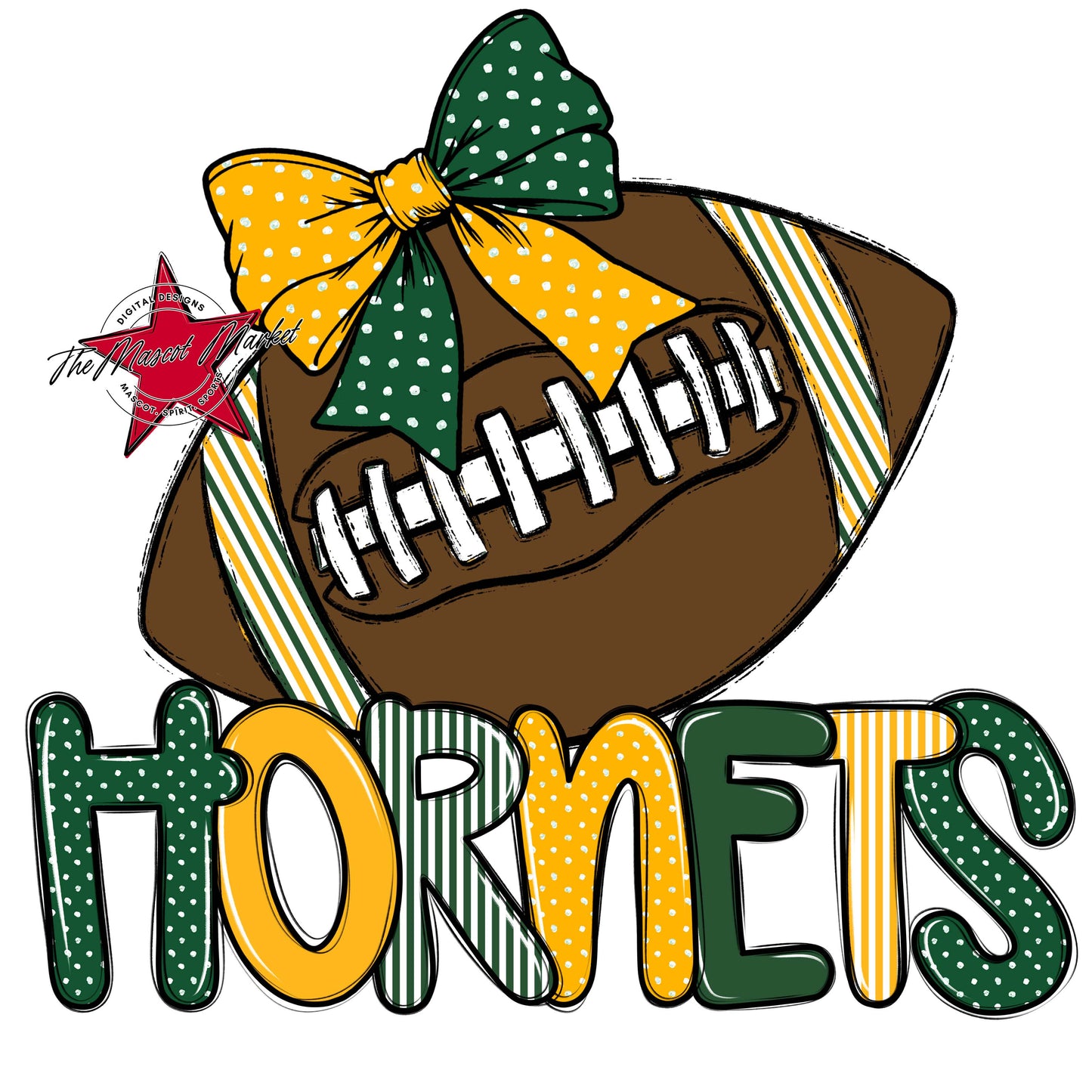 Hornets Football Spirit Design-Green & Yellow