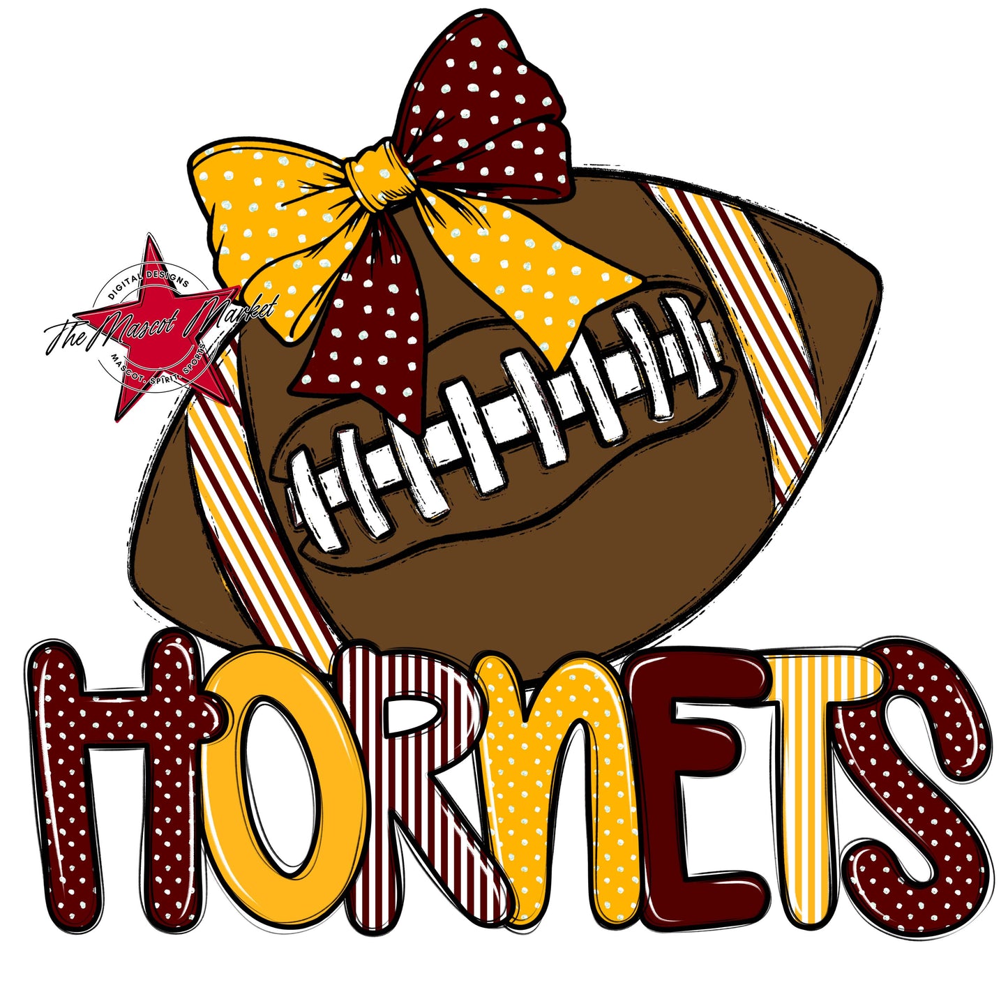 Hornets Football Spirit Design-Maroon & Yellow