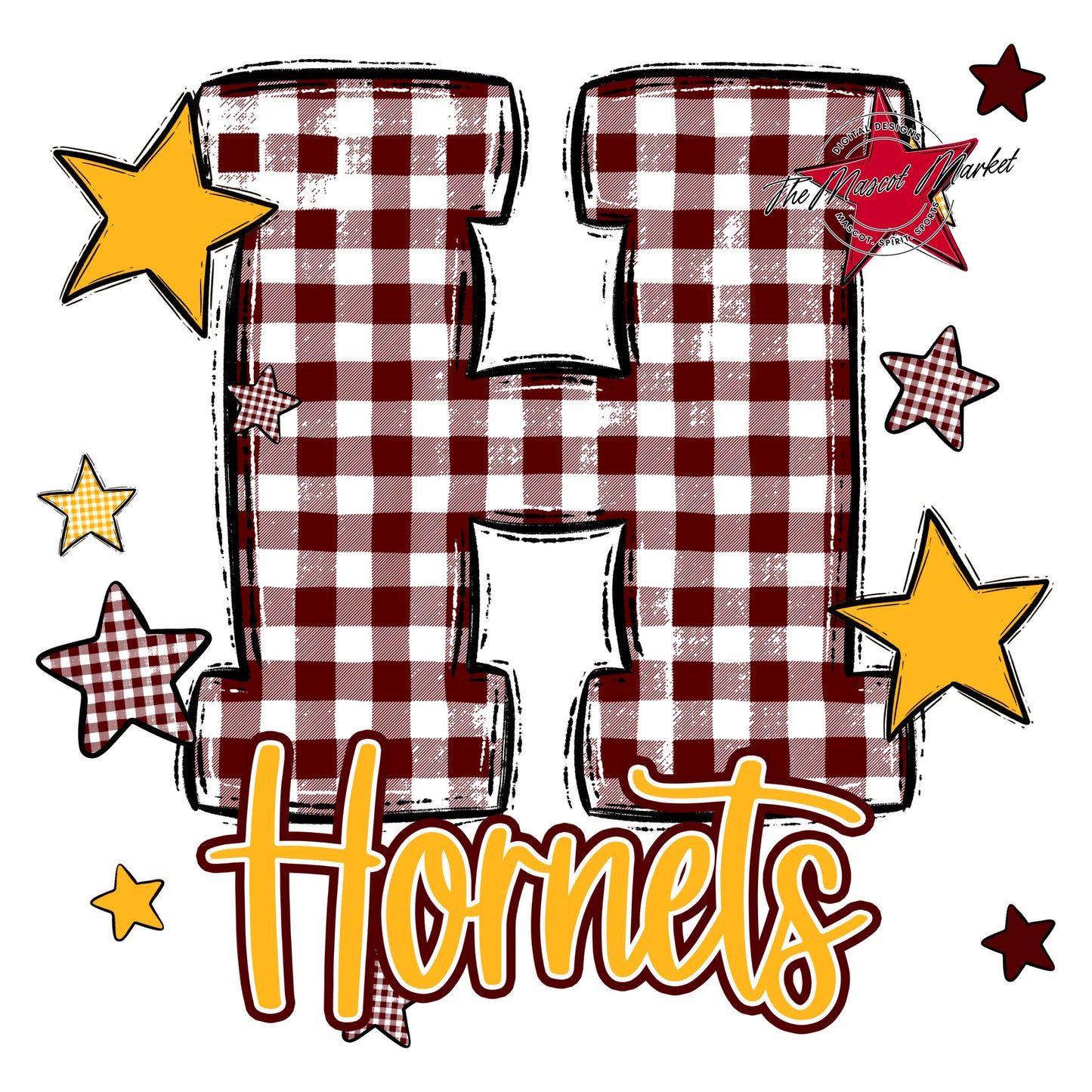 Hornets Plaid Star Design-Maroon & Yellow