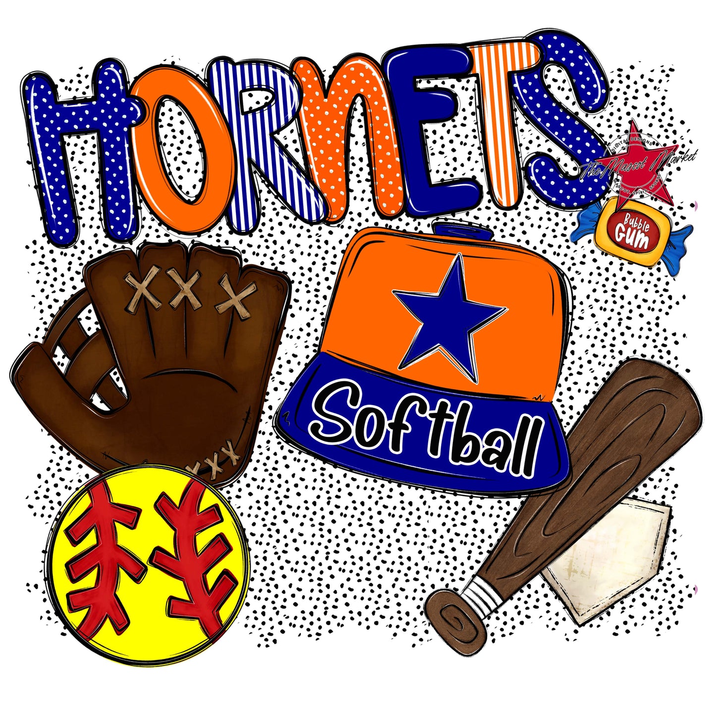 Hornets Softball Spirit-Blue & Orange