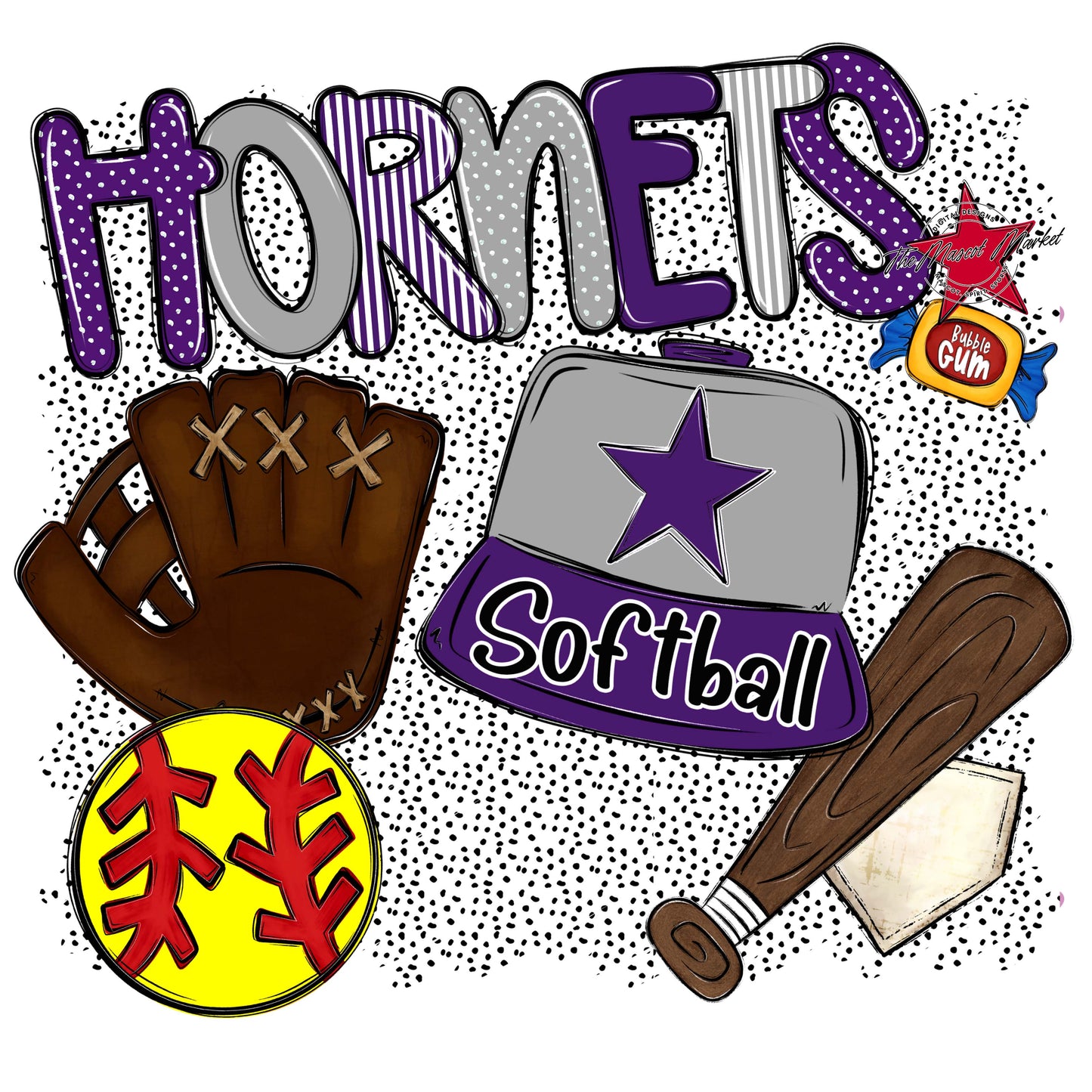 Hornets Softball Spirit-Purple & Grey