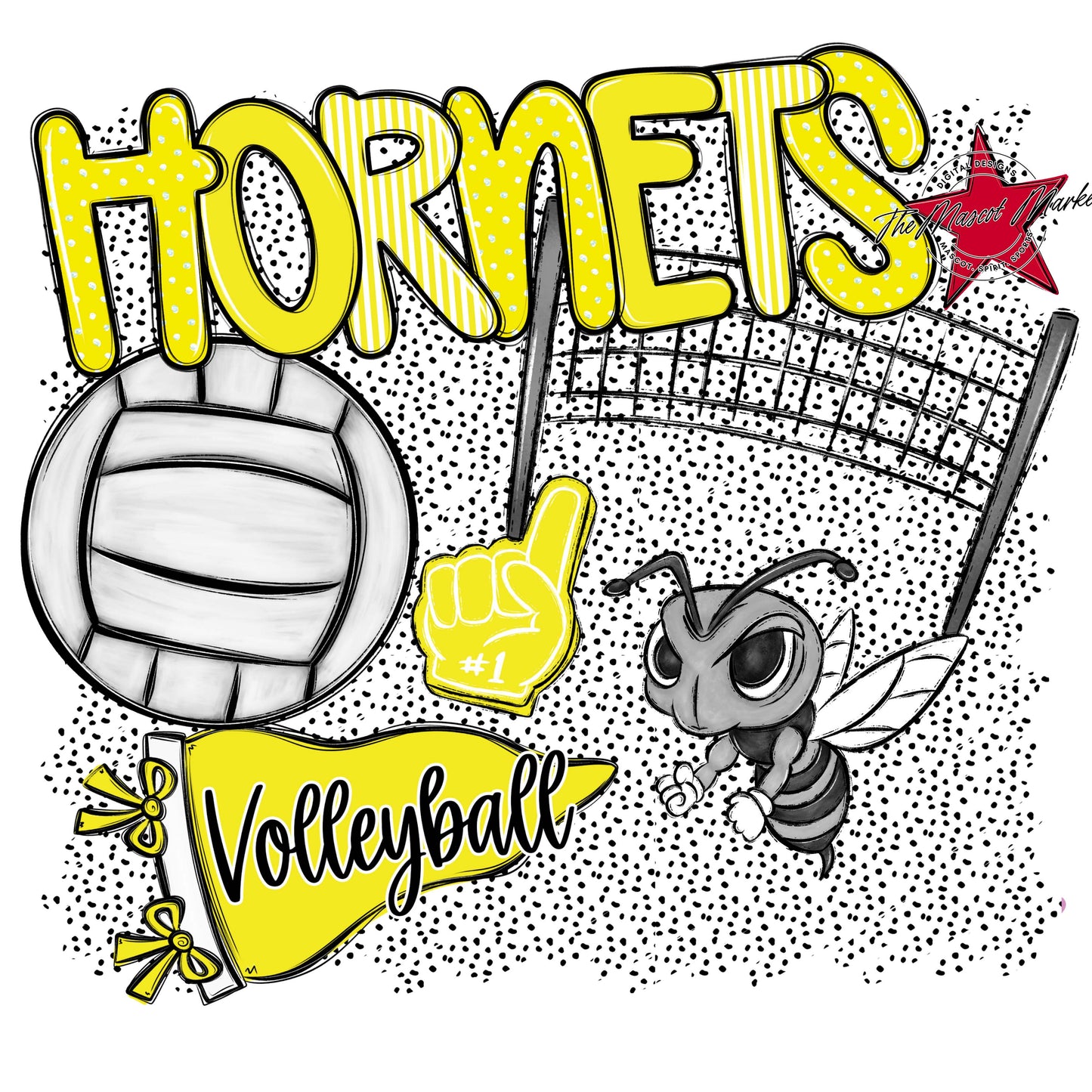 Hornets Volleyball Spirit-Bright Yellow