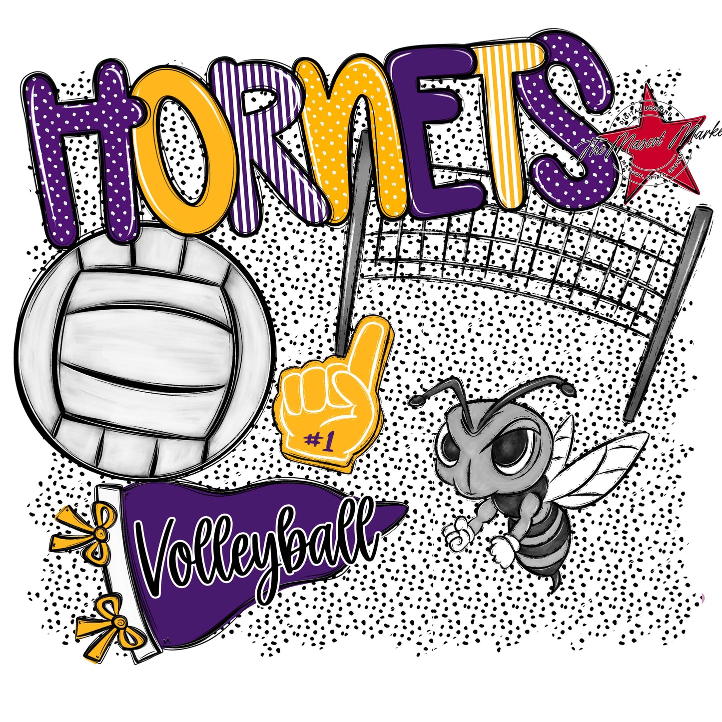 Hornets Volleyball Spirit-Purple & Yellow