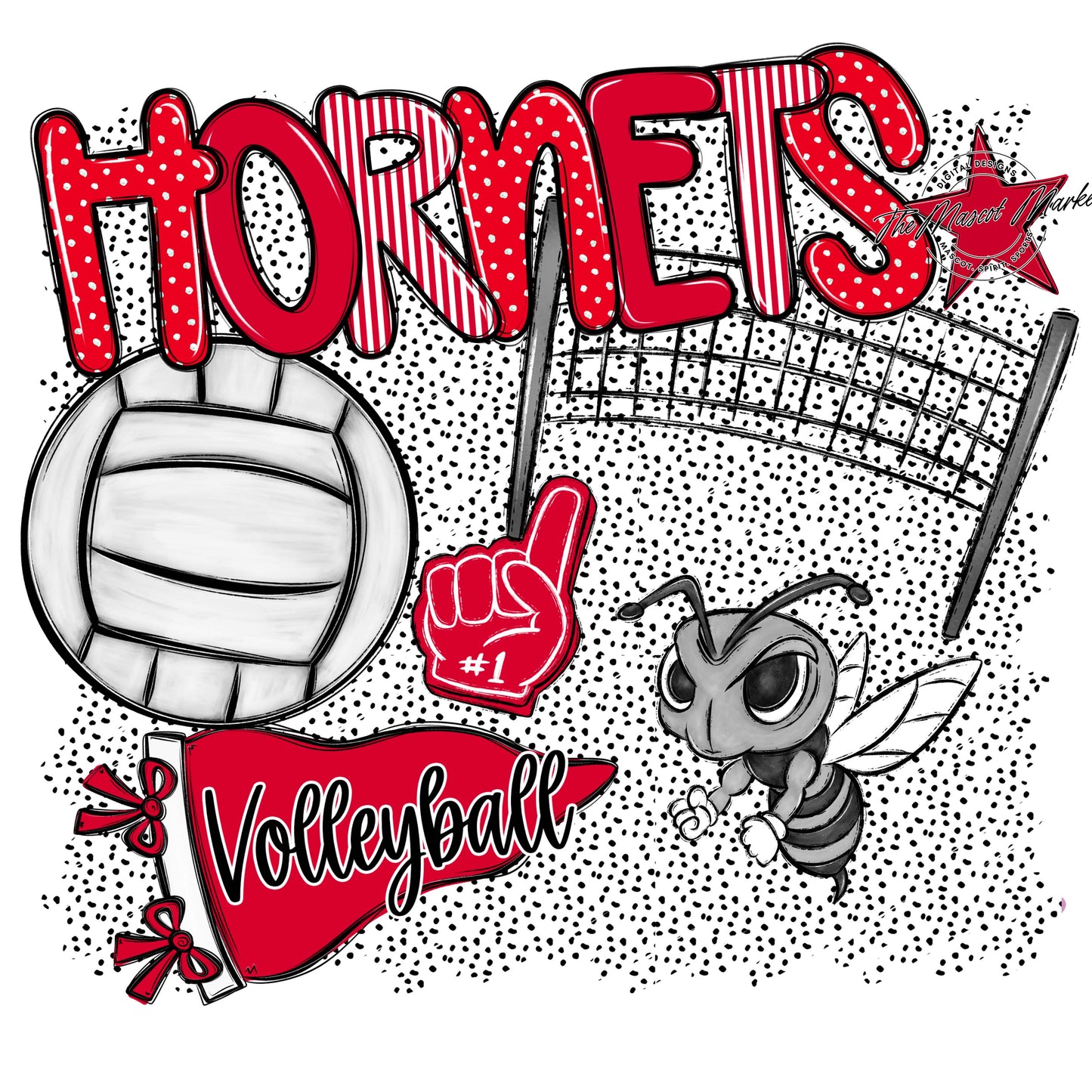 Hornets Volleyball Spirit-Red