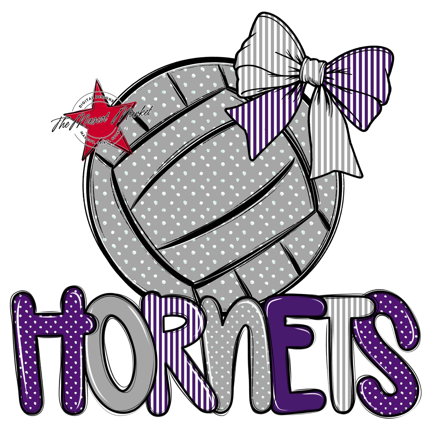 Hornets Volleyball Spirit Design-Purple & Grey