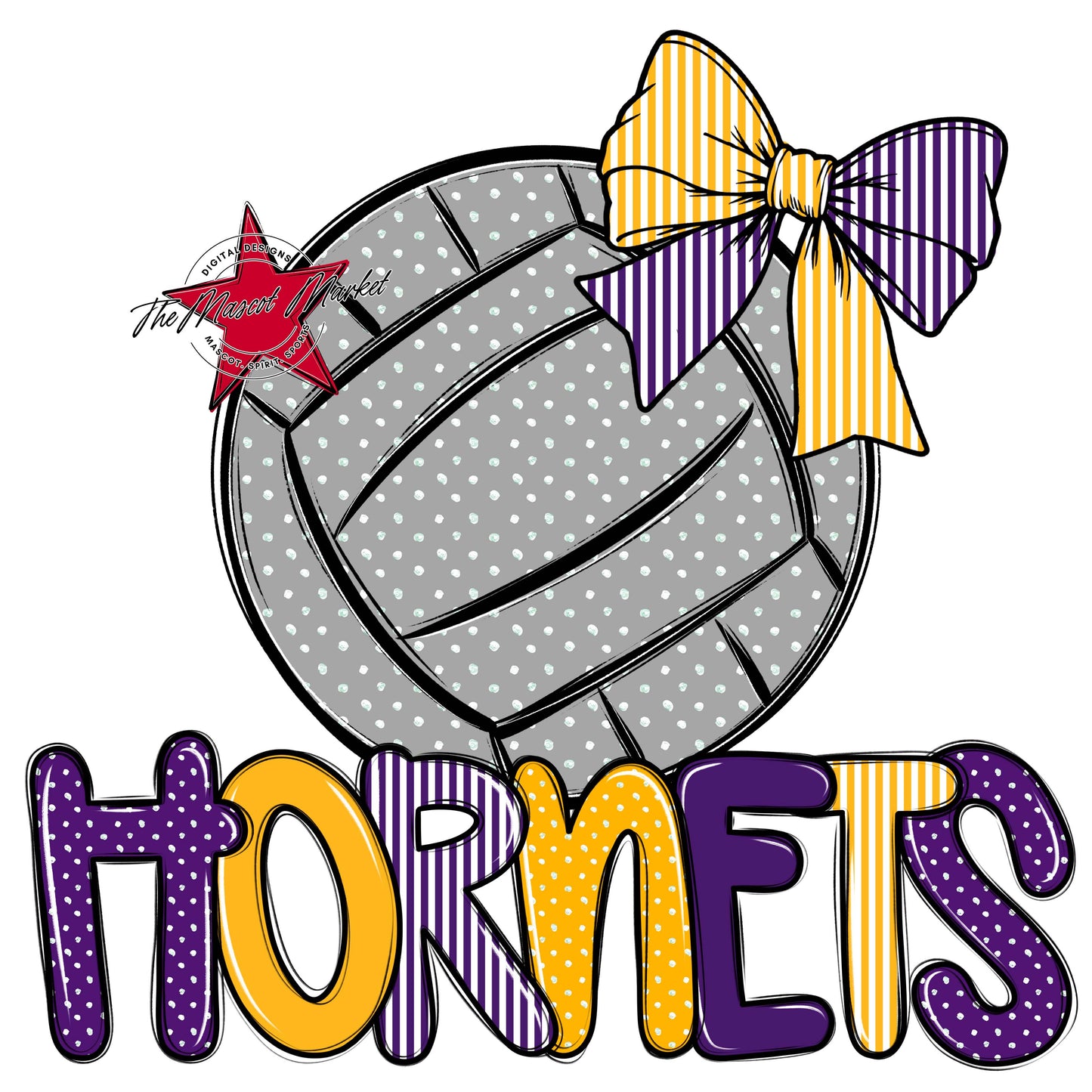 Hornets Volleyball Spirit Design-Purple & Yellow