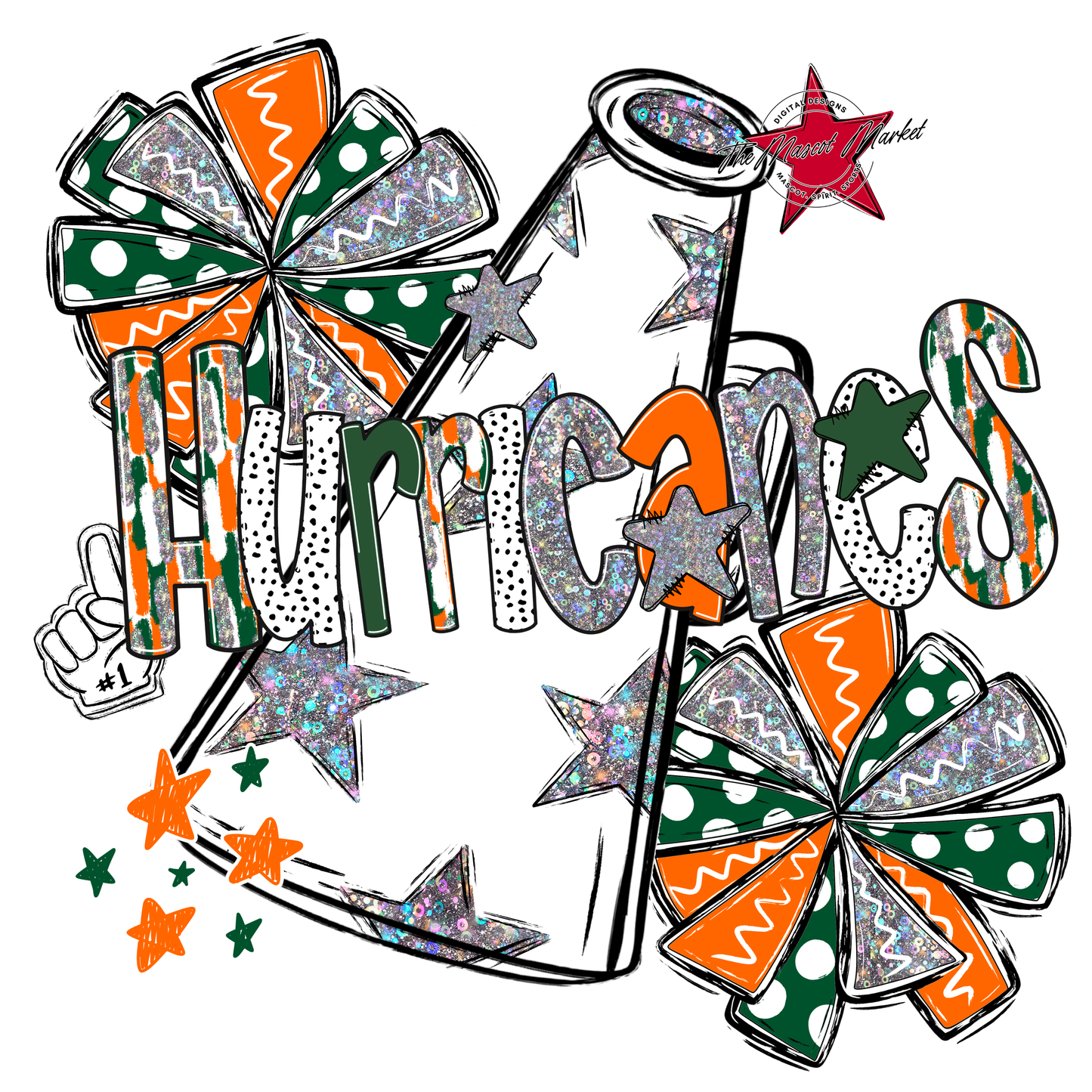Hurricanes Cheer Megaphone Scrape-Green-Orange