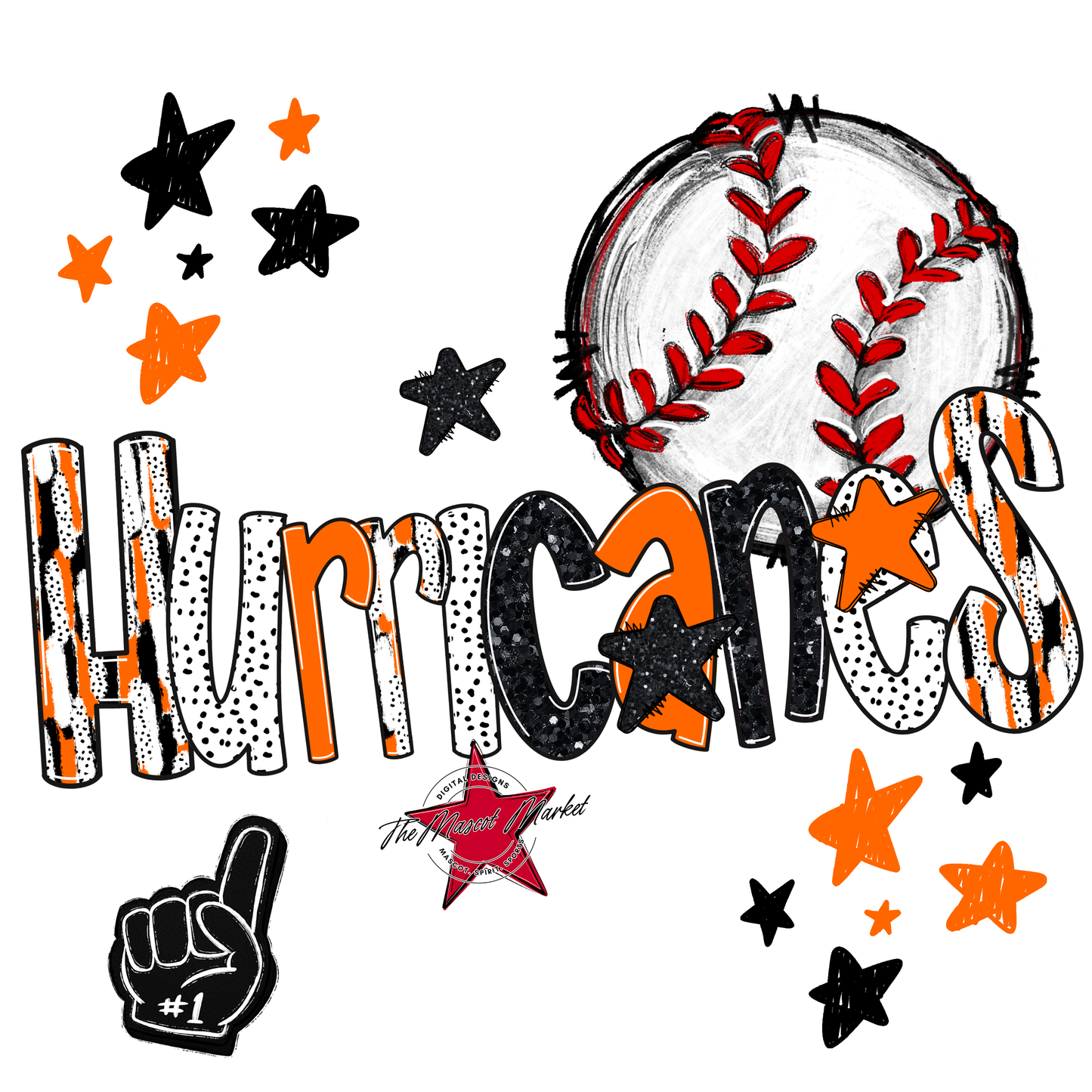 Hurricanes Baseball Scrape-Orange