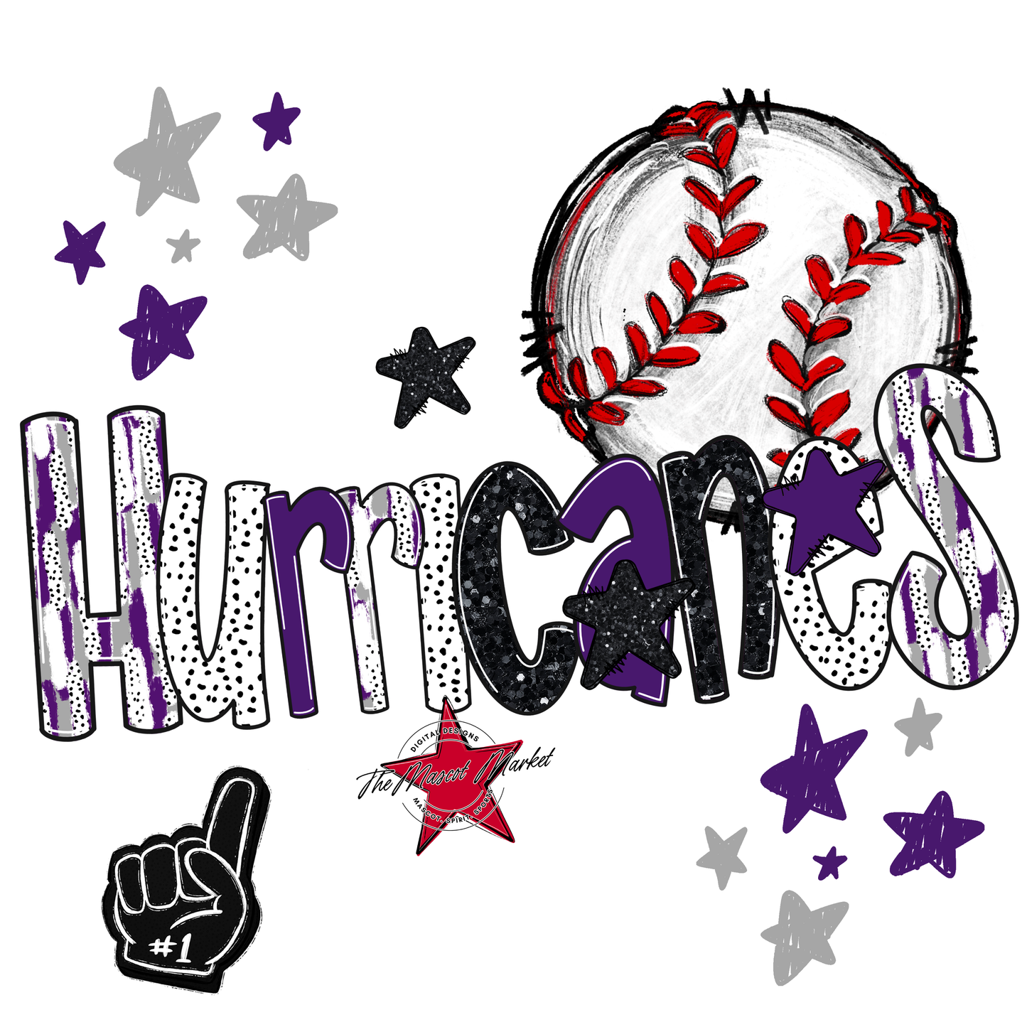 Hurricanes Baseball Scrape-Purple-Grey