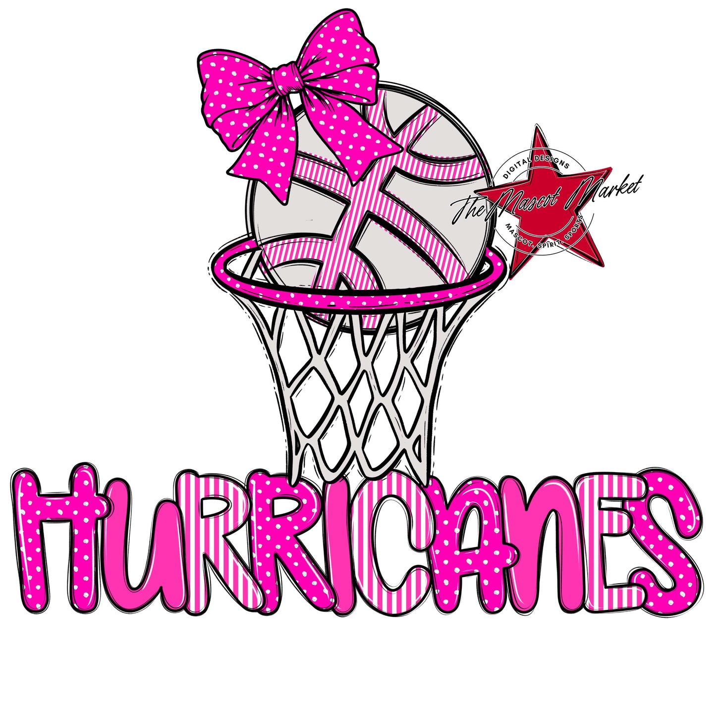 Hurricanes Basketball Spirit Design-Pink