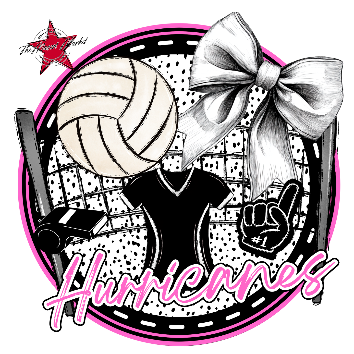 Hurricanes Circle Volleyball Design-Baby Pink