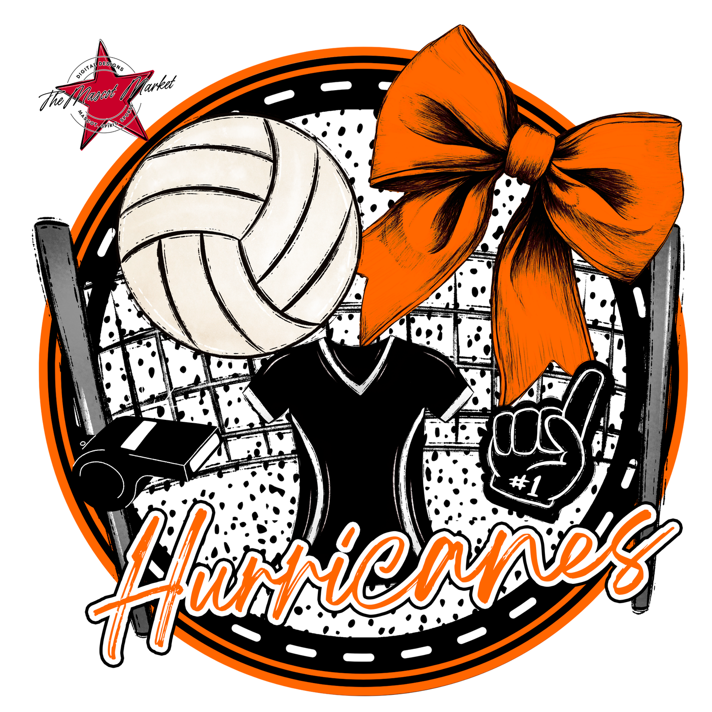 Hurricanes Circle Volleyball Design-Orange