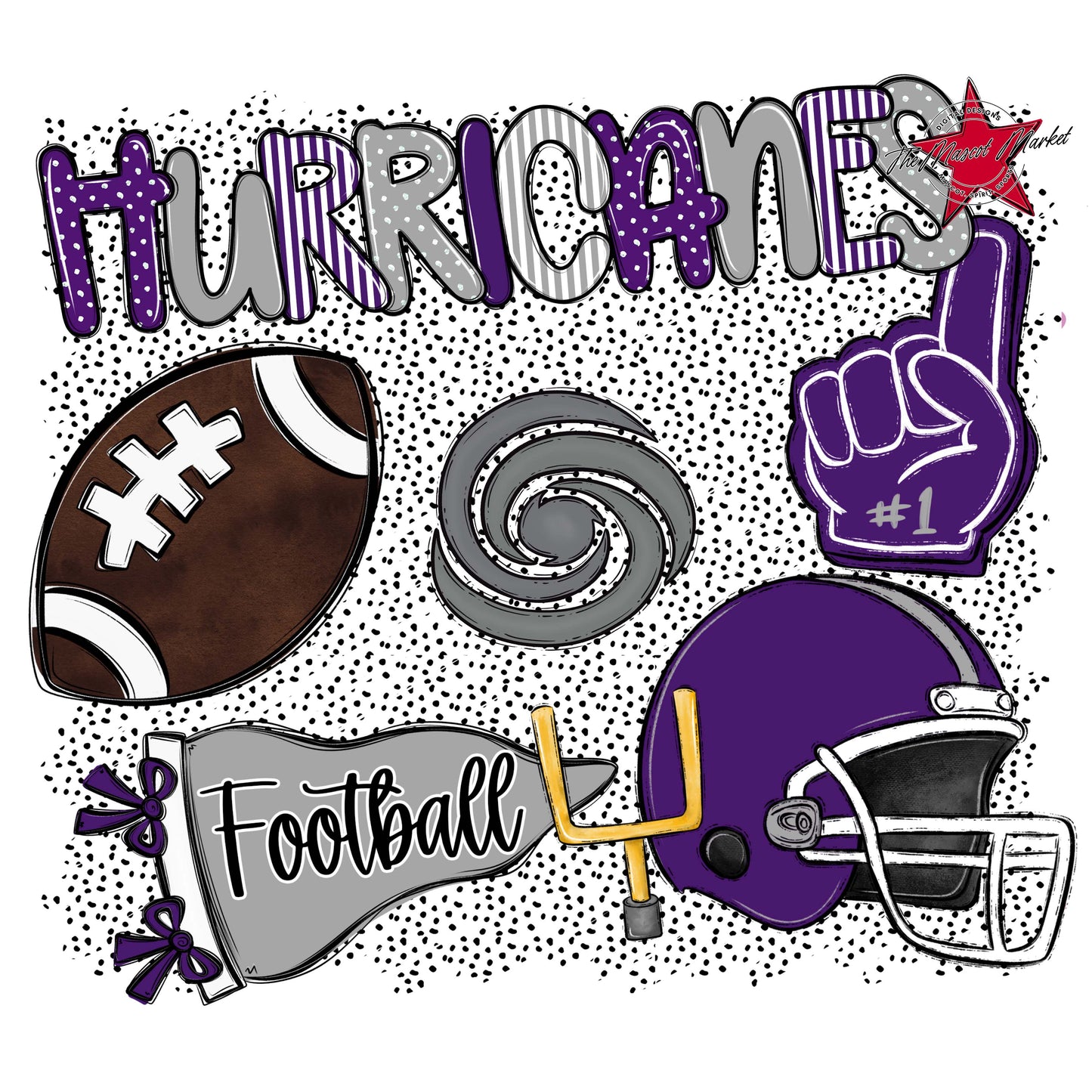 Hurricanes Football Spirit-Purple & Grey