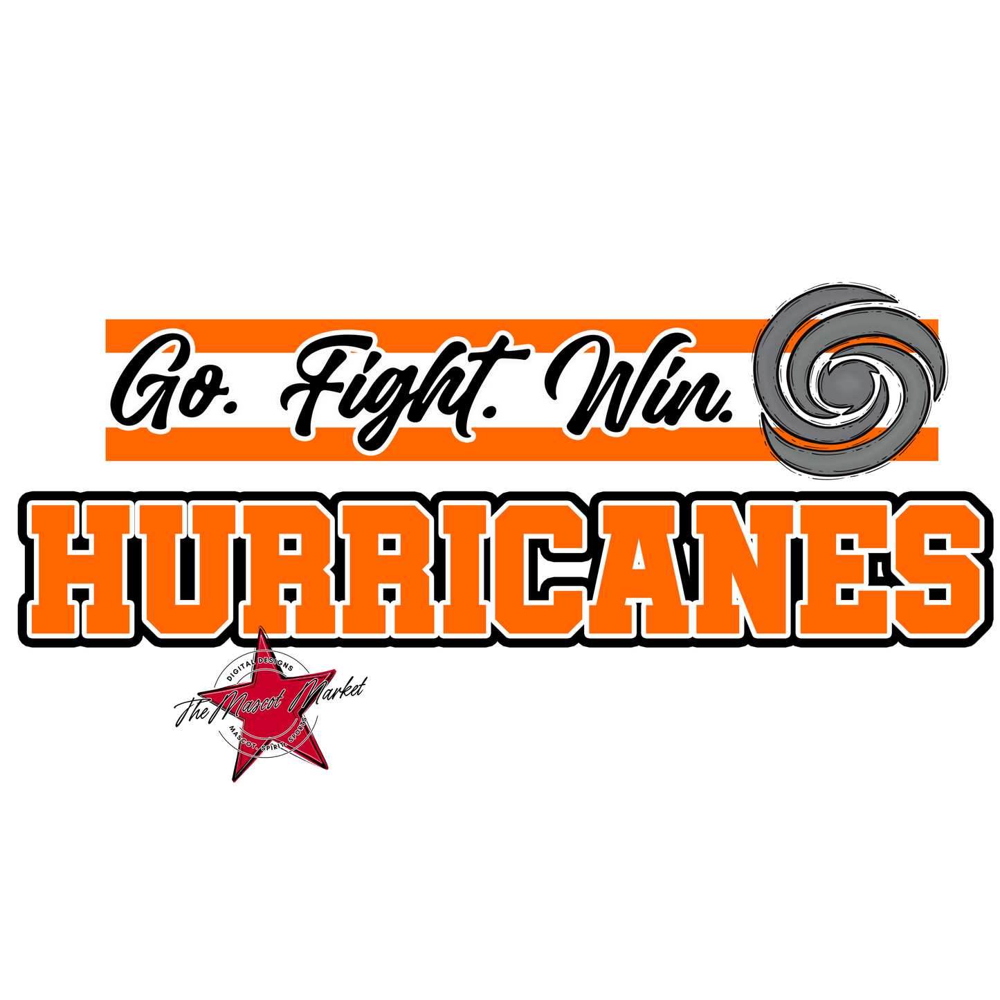 Hurricanes Go Fight Win Mascot Lines-Orange